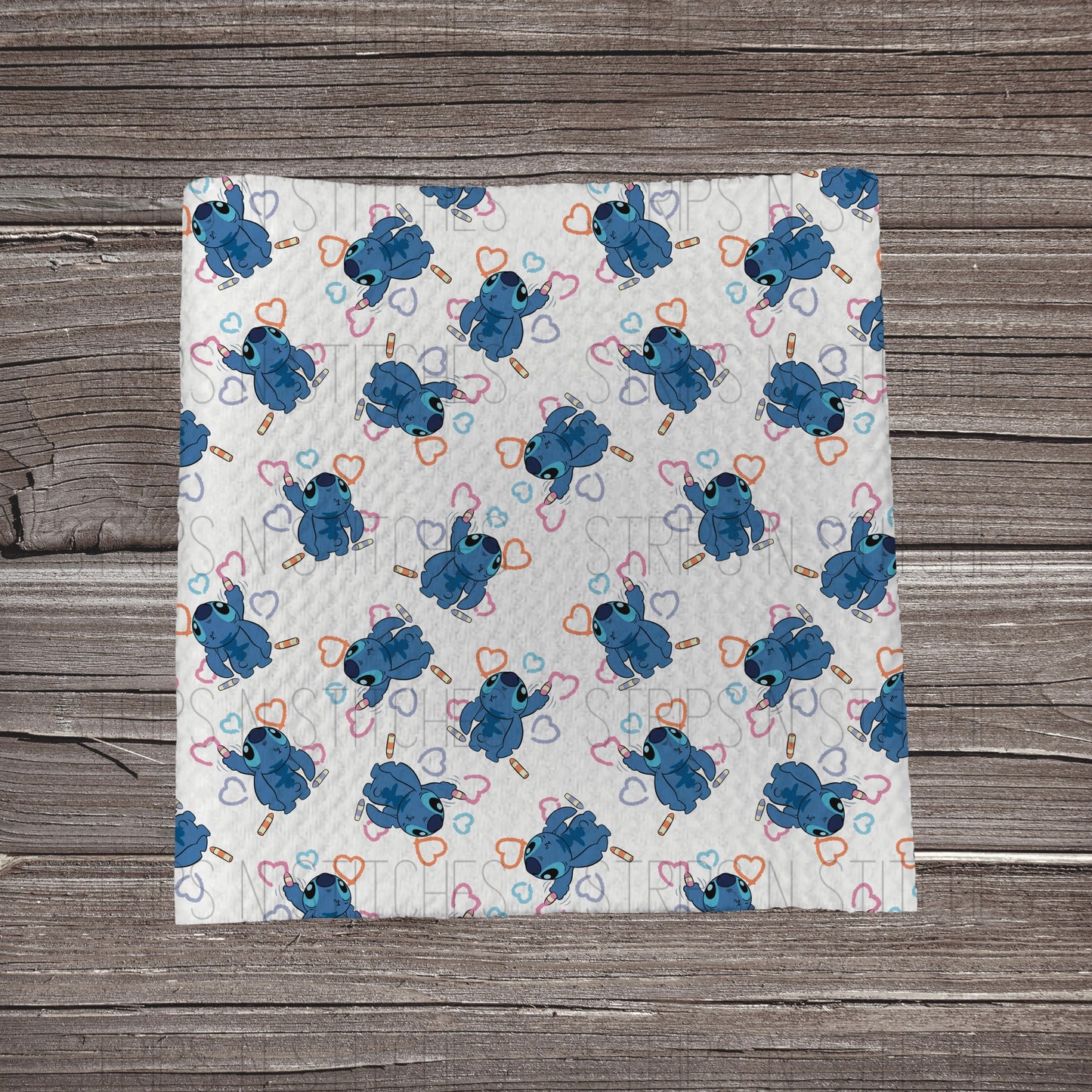 Scatter Blue Alien with Hearts | Bullet Fabric Strip | Bow Making | Scrunchie |