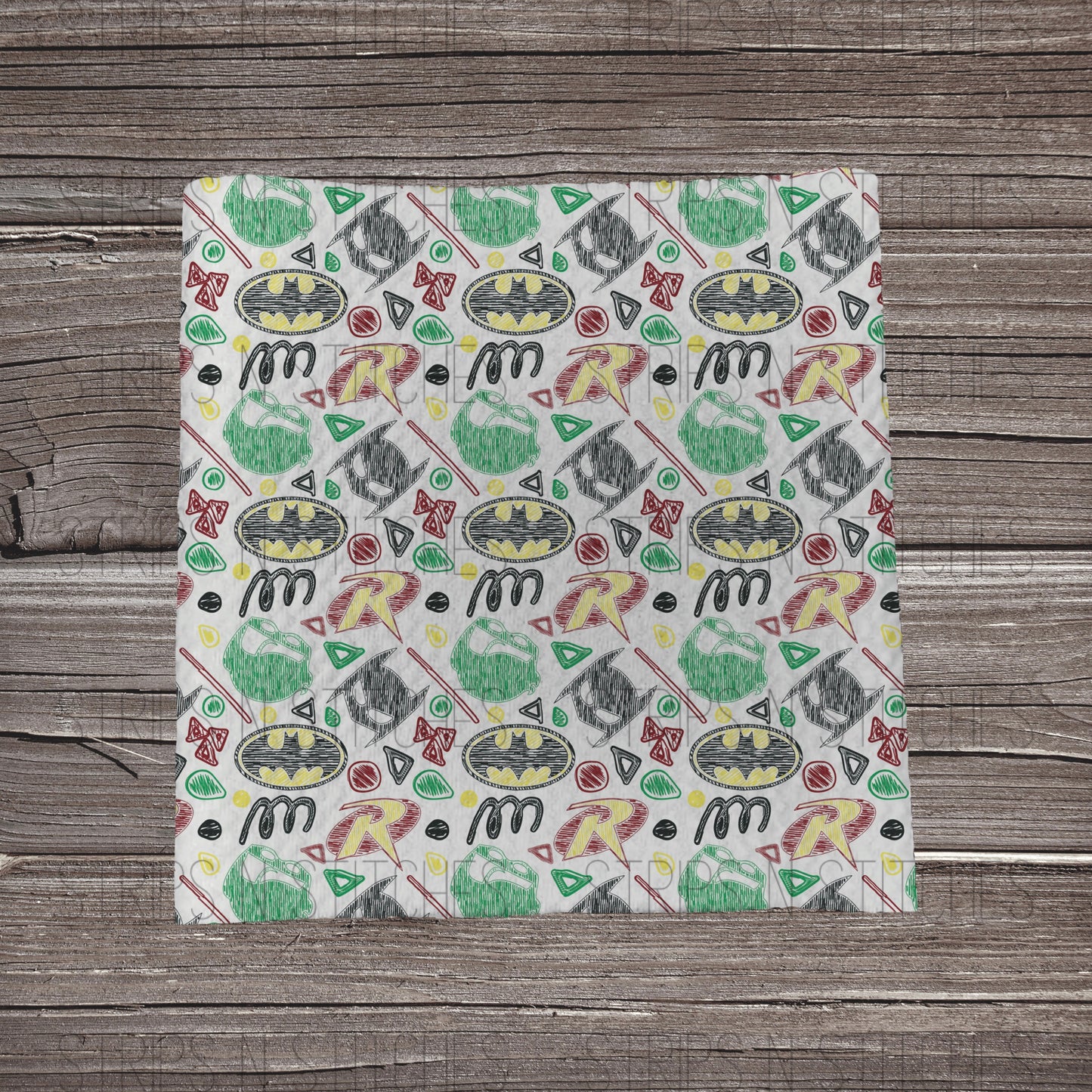 Doodle Manbat - Fabric Strip- Bow Making- Headwrap- Scrunchies