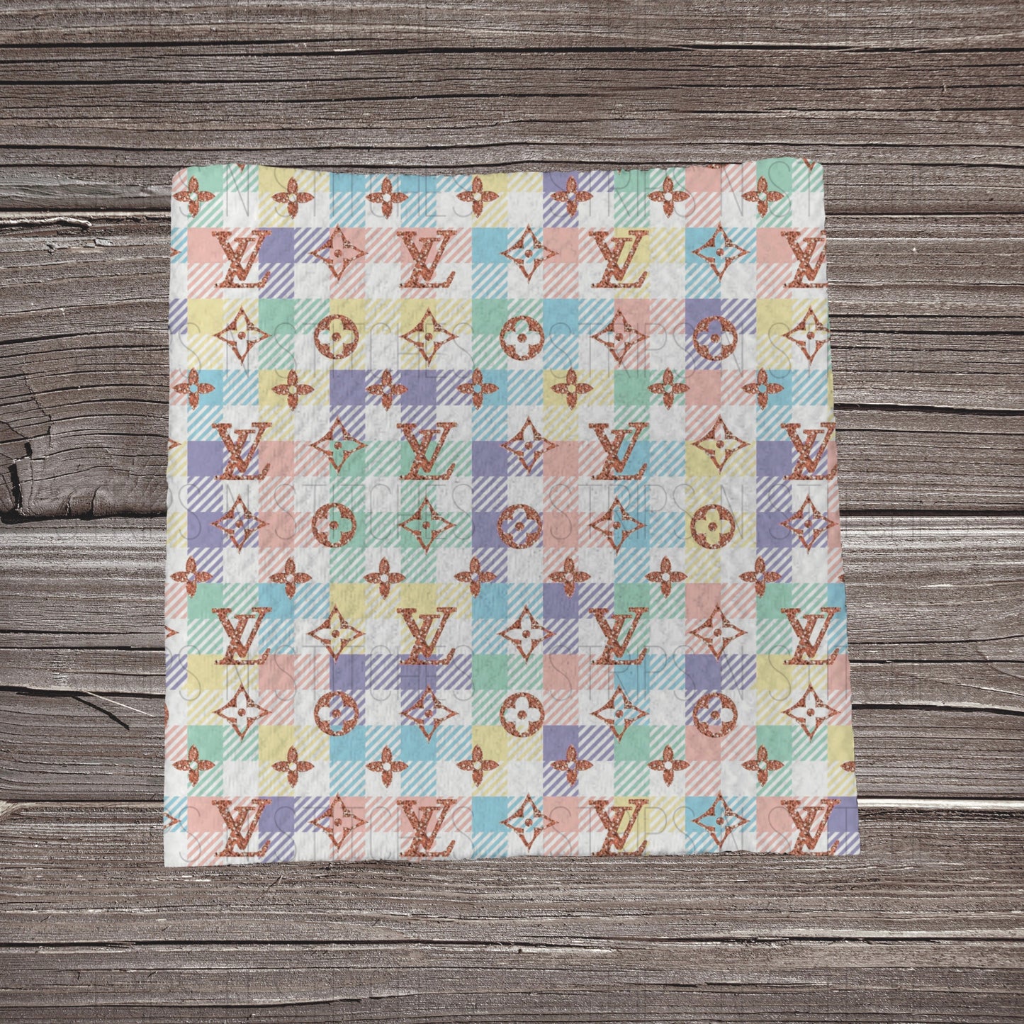 Pastel Plaid Faux Glitter Boo-G | Fabric Strip- Bow Making- Headwraps- Scrunchies