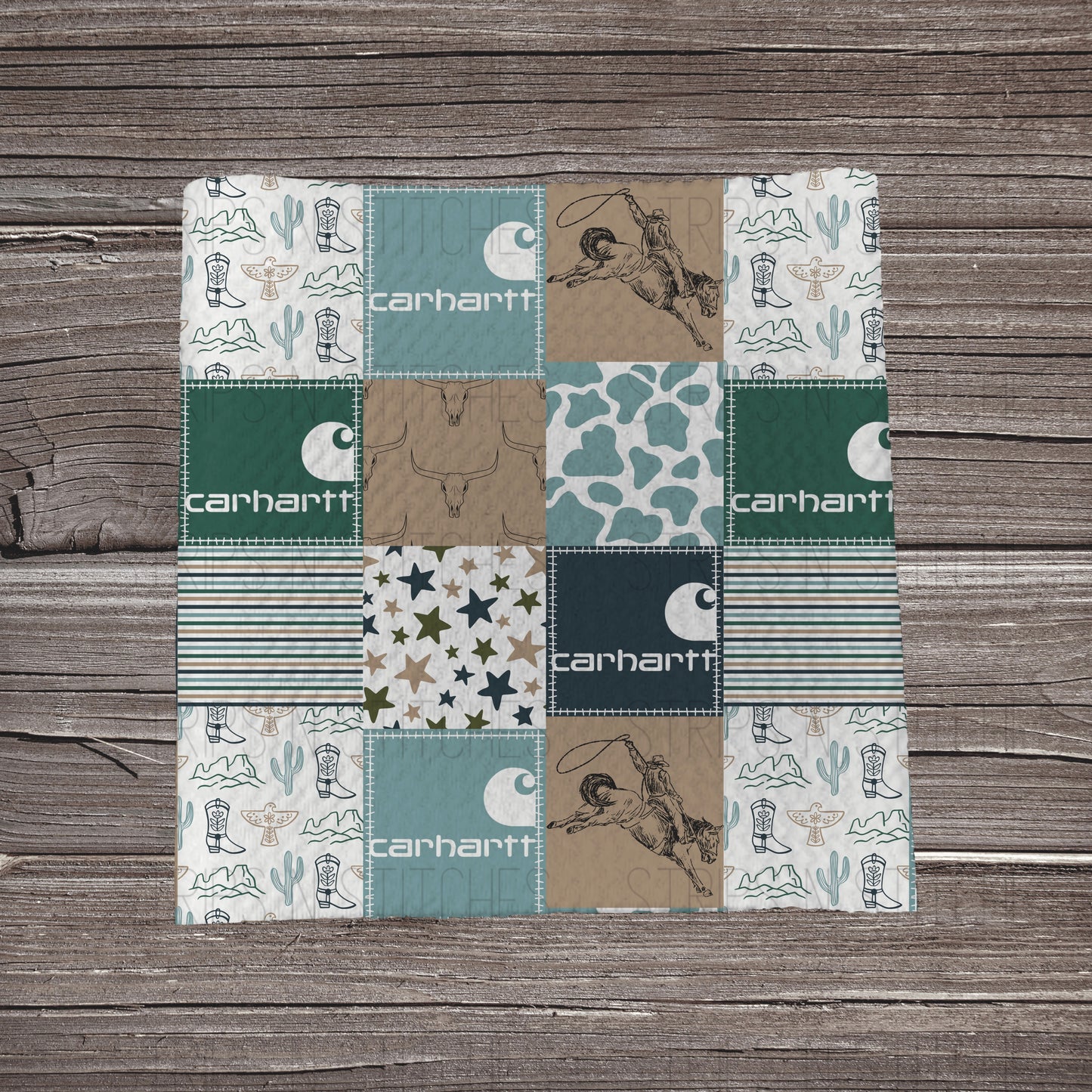 Dusky Western Carhartt Patchwork | Bullet Fabric Strip | Bow Making | Scrunchie |