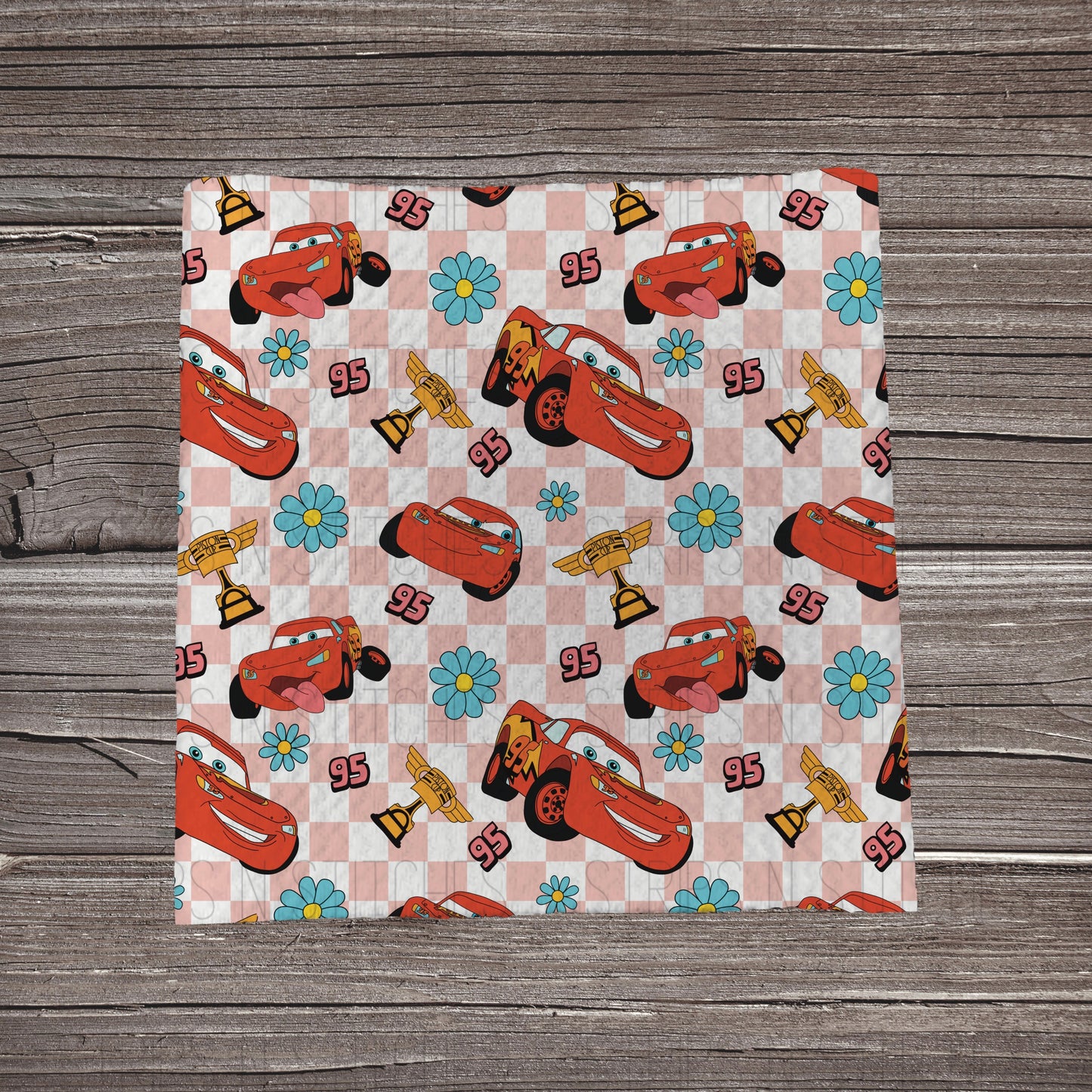 Pink Checkered Vehicle | Fabric Strip- Bow Making- Headwraps- Scrunchies