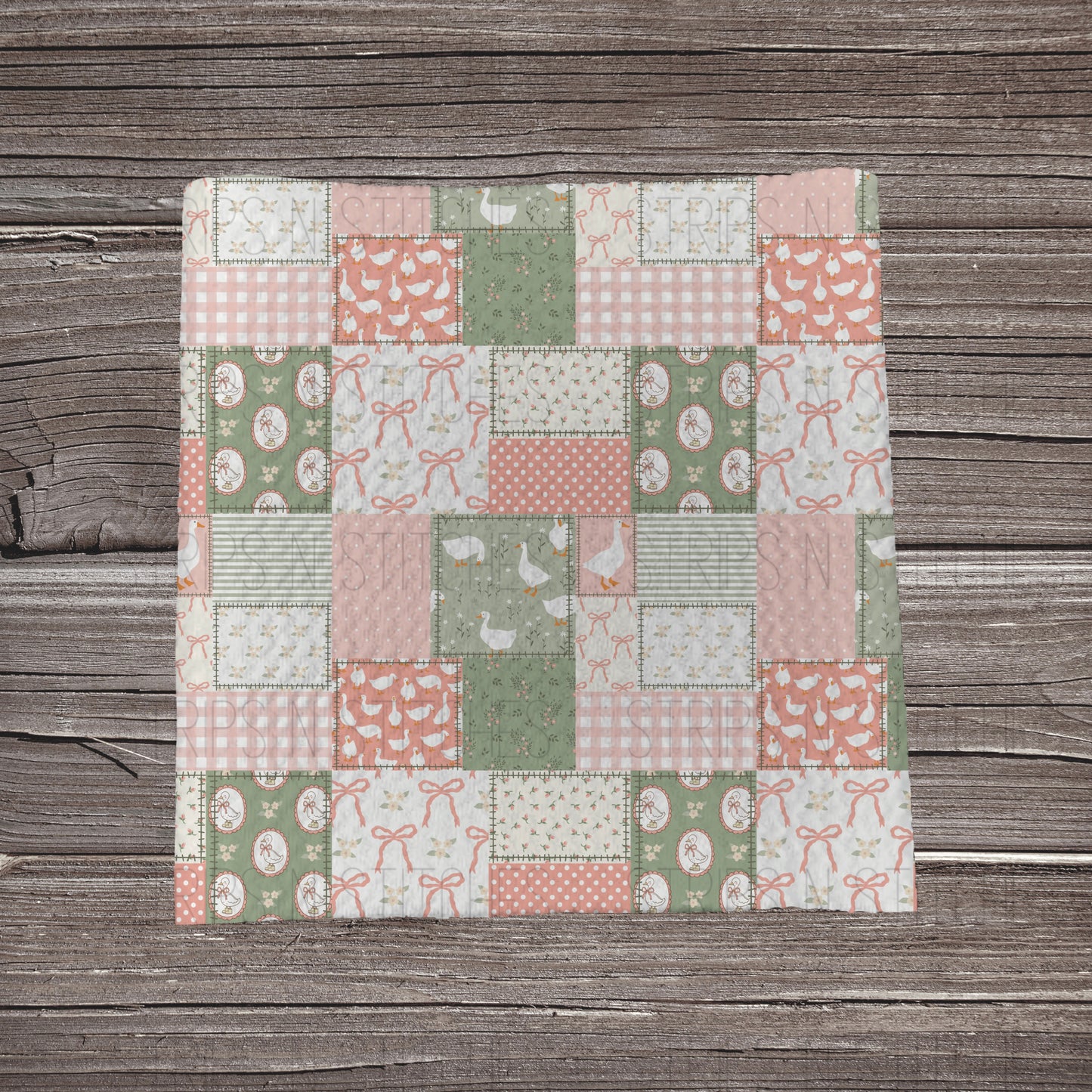 Pink Fancy Goose Patchwork | Bullet Fabric Strip | Bow Making | Scrunchie | Headwraps