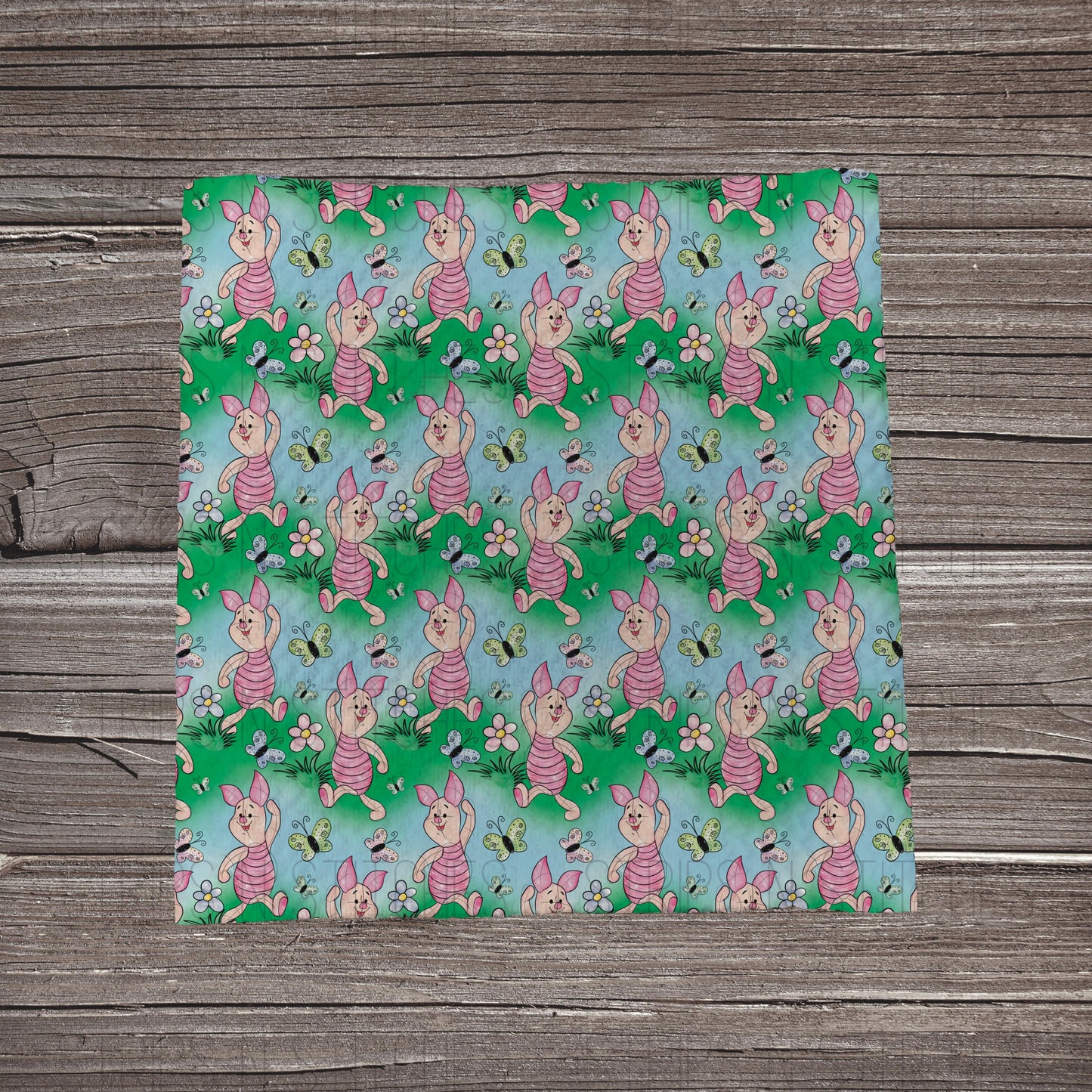 Pink Pig Scatter Green | Fabric Strip- Bow Making | Headwrap | Scrunchies