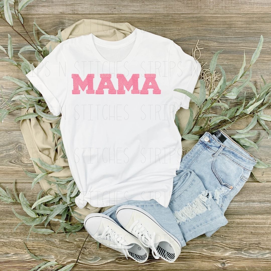 Faux Chenille Pink Mama | Sublimation Transfer | Create your own Shirt