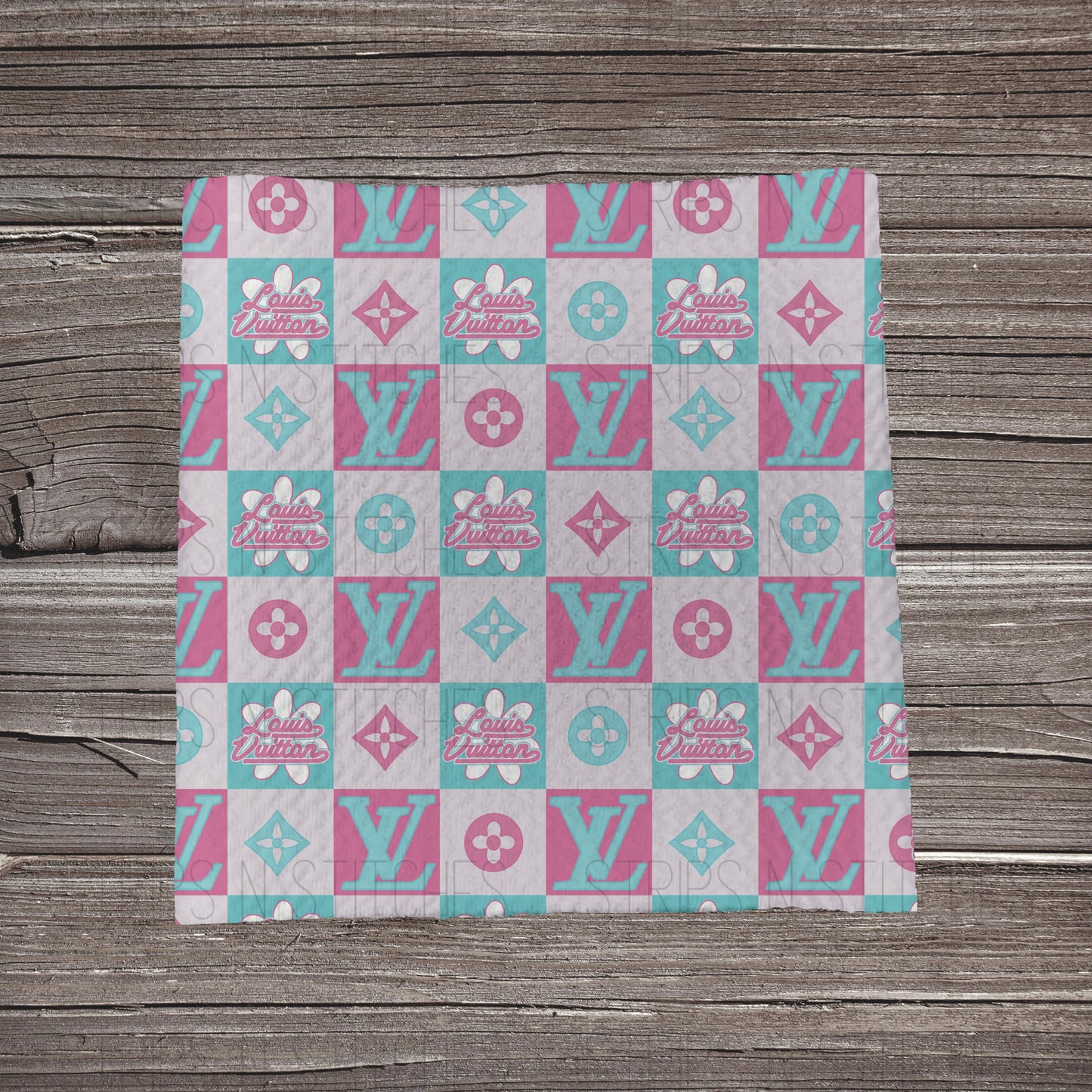 Pink & Teal Checkered Boo-G | Bullet Fabric Strip | Bow Making | Scrunchie | Headwraps