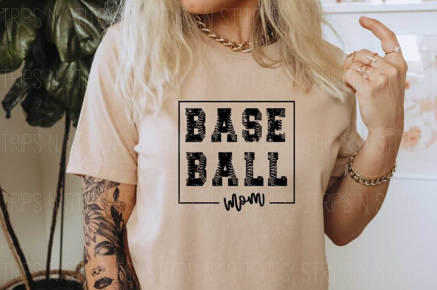 Baseball Mom Black Square DTF Transfer