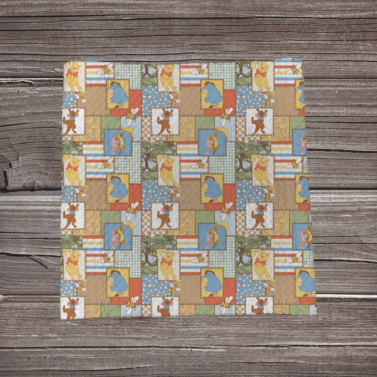 Muted Boy Sweet Bear Patchwork | Fabric Strip- Bow Making- Headwrap- Scrunchies