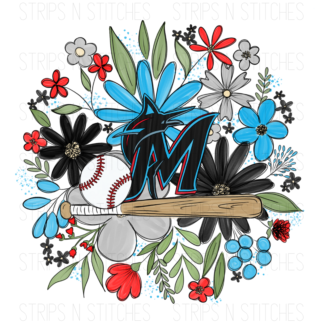 2024 MLB Floral ADULT (9 inches) | Sublimation Transfer | Create Your Own Shirt
