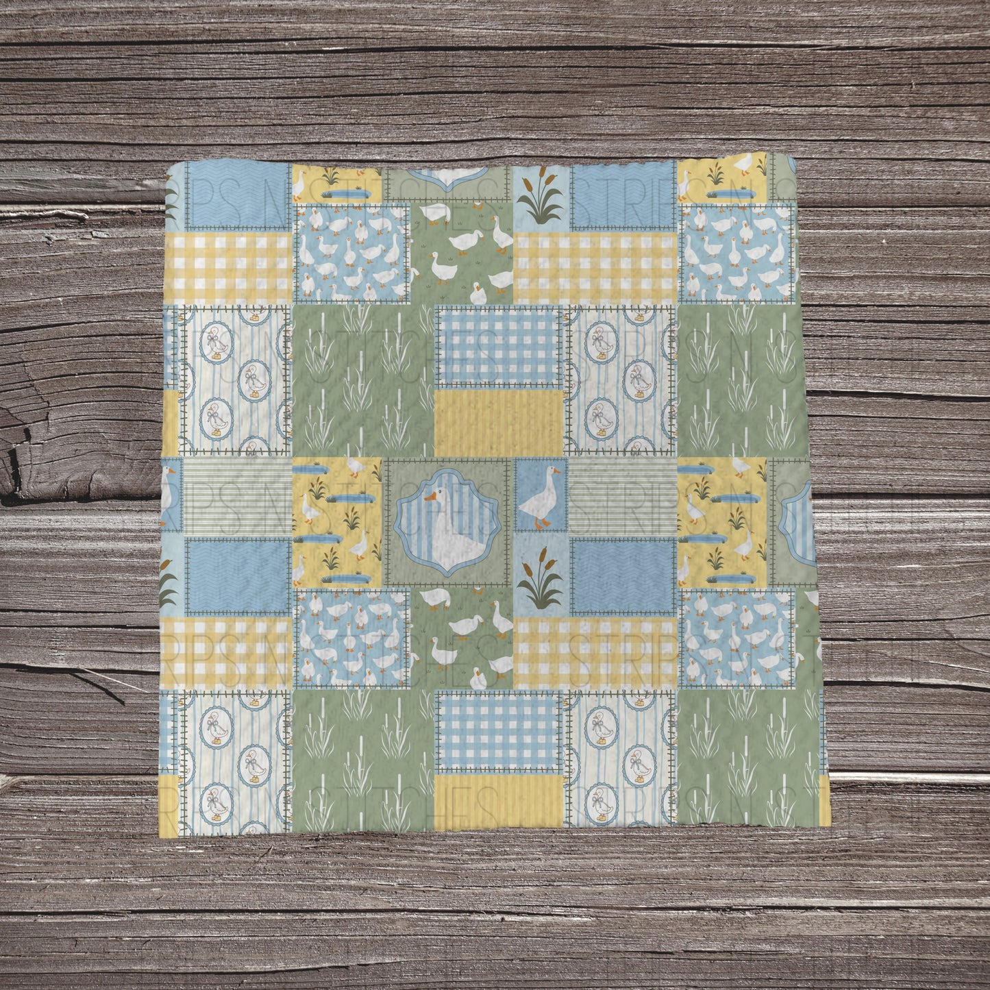 Blue Dapper Goose Patchwork | Bullet Fabric Strip | Bow Making | Scrunchie | Headwraps
