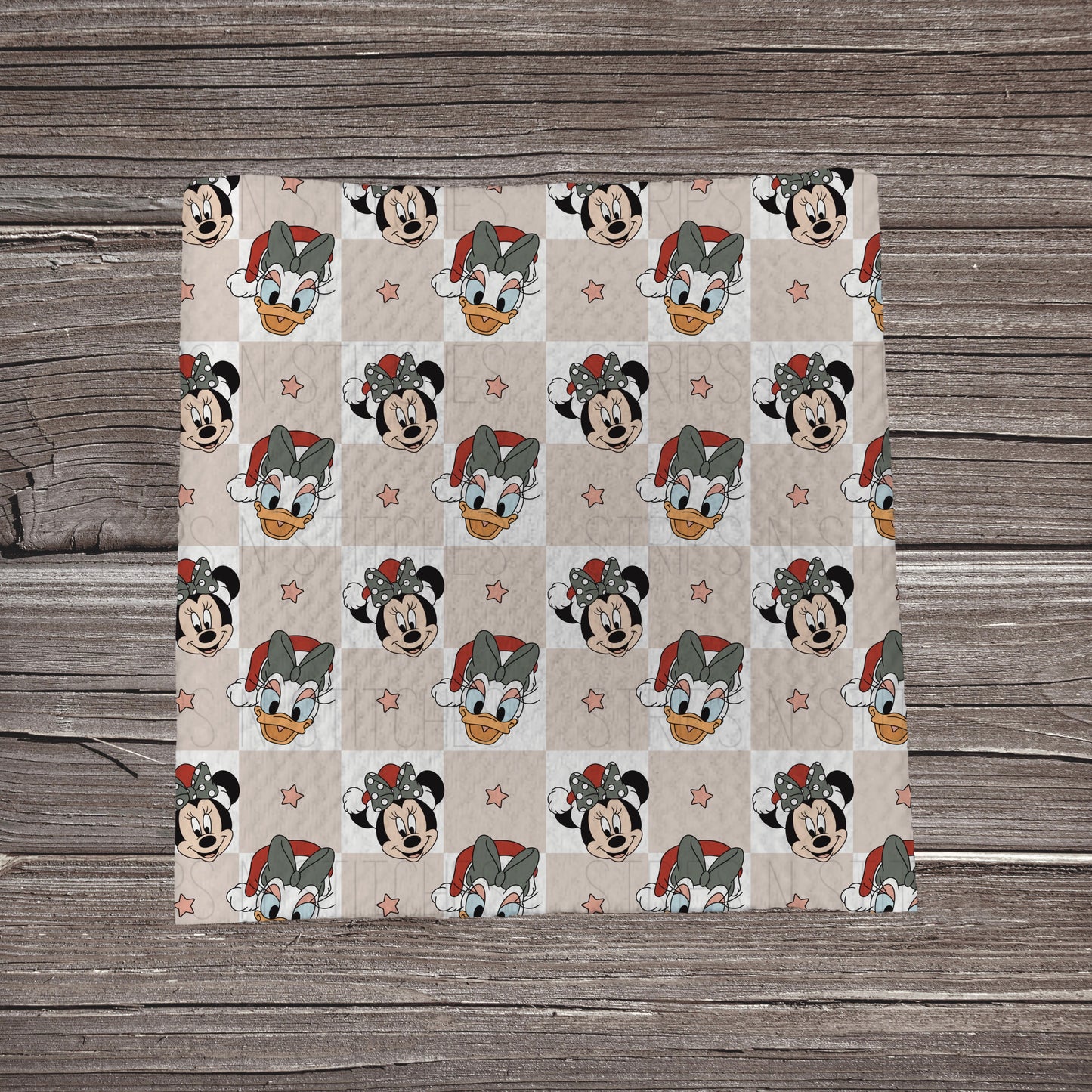 Tan Checkered Christmas Girl MM & Quack | Bullet Fabric Strip | Bow Making | Scrunchie |