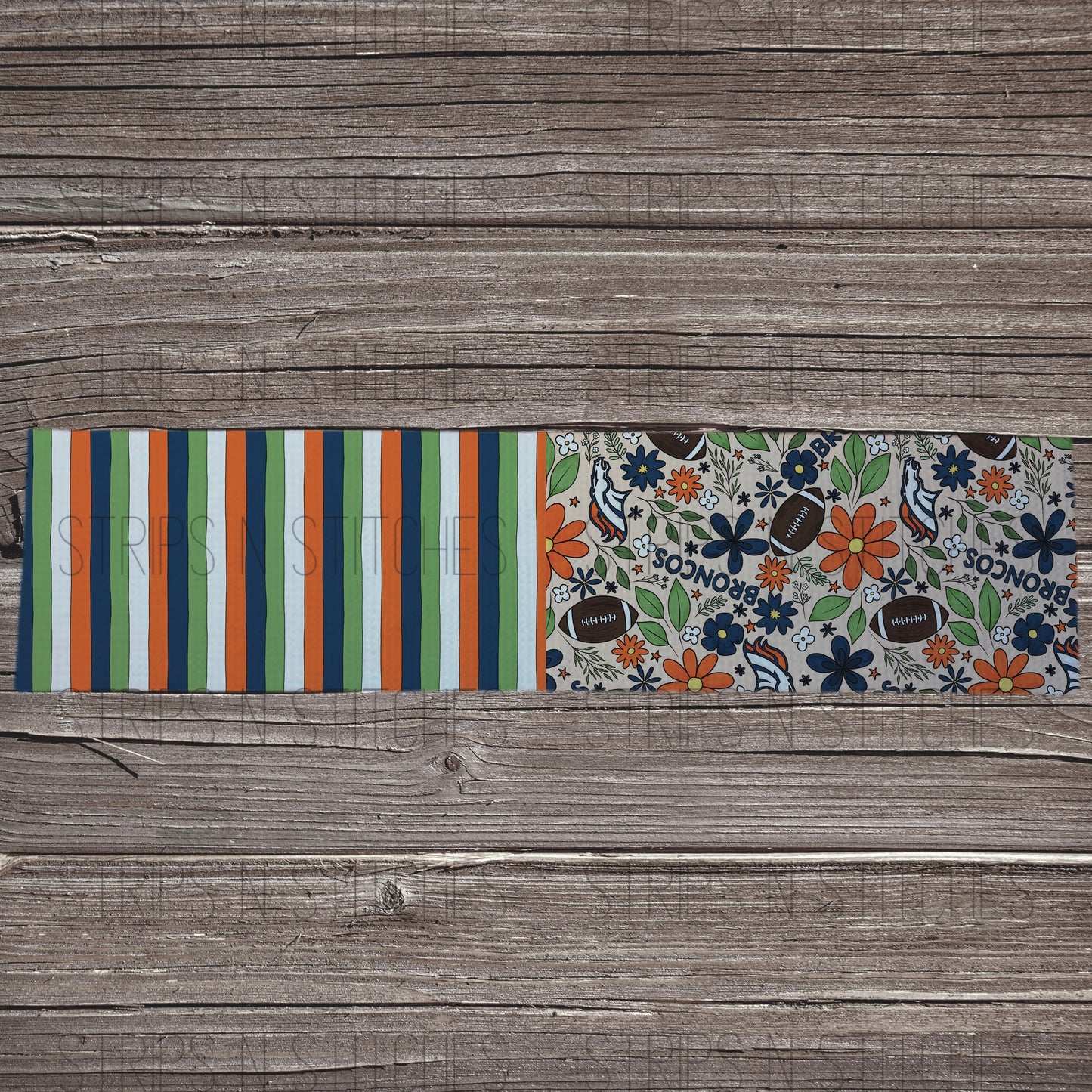 2024 Football - HALF & HALF LIGHT FLORAL | All 32 Teams Available | Fabric Strip | Bow Making | Scrunchies | Headwraps