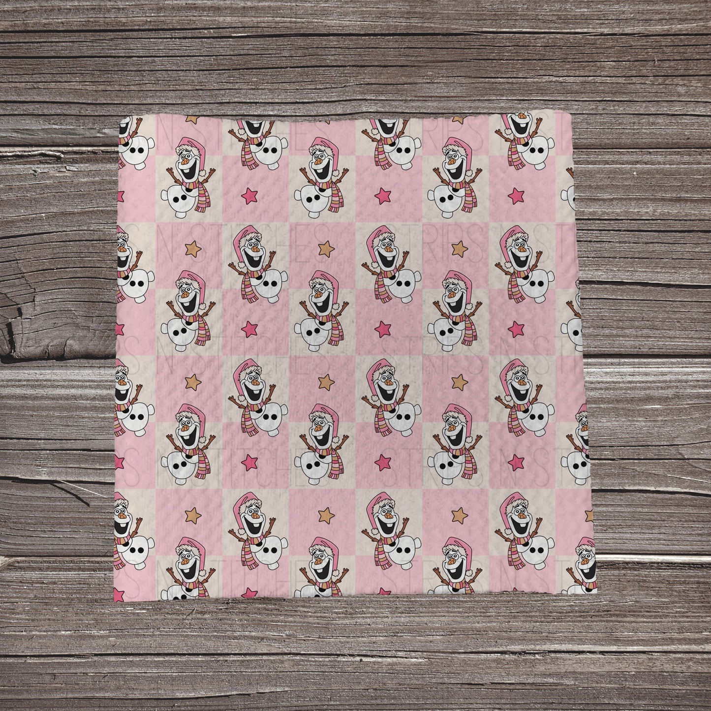Pink Checkered Ice Snowman | Fabric Strip | Bow Making | Scrunchie |