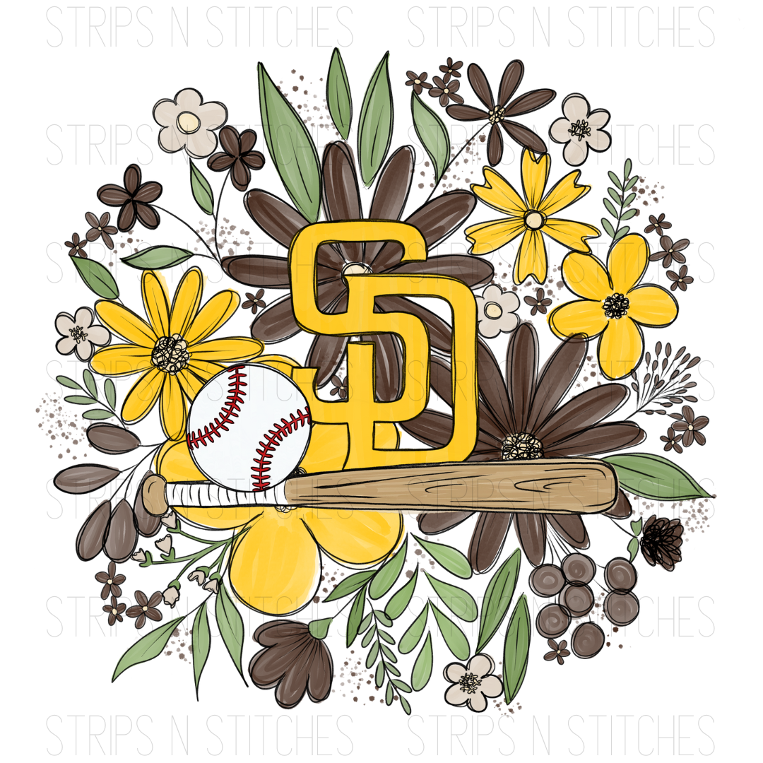 2024 MLB Floral ADULT (9 inches) | Sublimation Transfer | Create Your Own Shirt