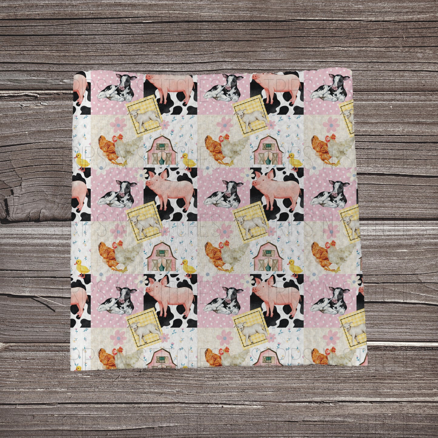 Pink On the Farm Patchwork | Bullet Fabric Strip | Bow Making | Scrunchie | Headwraps