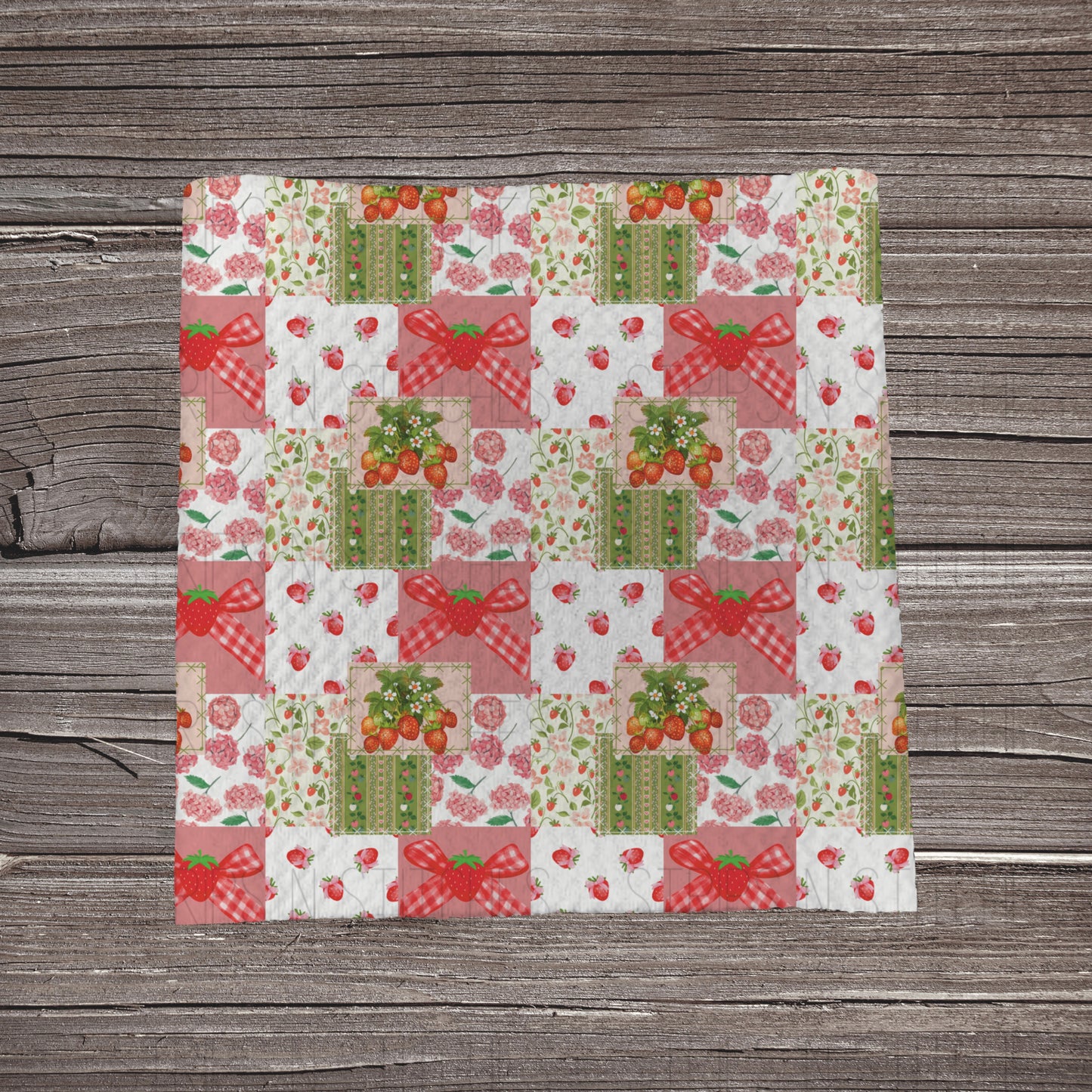 Strawberry Field Patchwork | Bullet Fabric Strip | Bow Making | Scrunchie | Headwraps