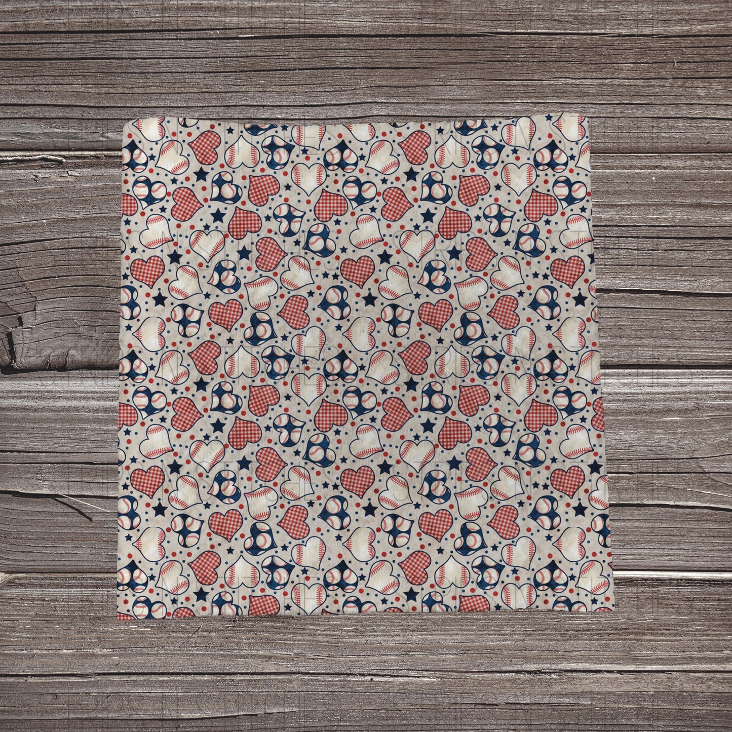 Baseball Patterned Hearts | Fabric Strip- Bow Making- Headwrap- Scrunchies