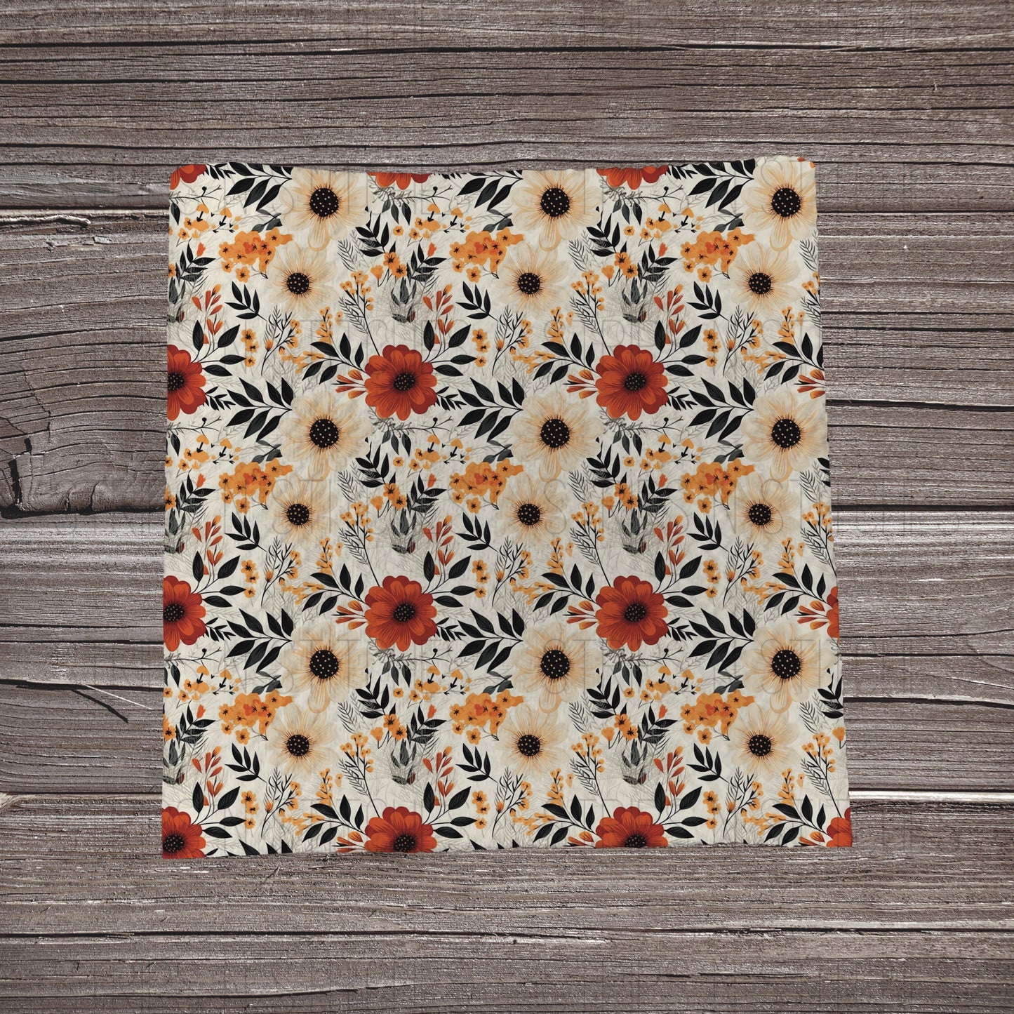 Burnt Orange Flower Fields | Fabric Strip- Bow Making- Headwraps- Scrunchies