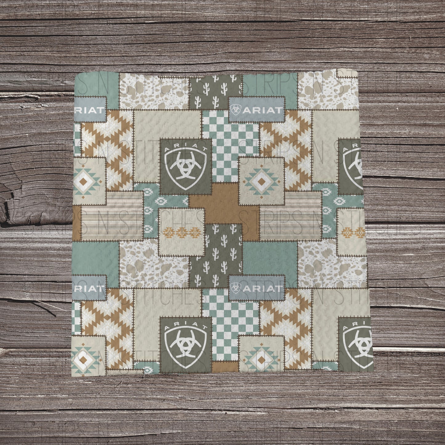 Sage Green Ariat Patchwork | Fabric Strip- Bow Making- Headwrap- Scrunchie