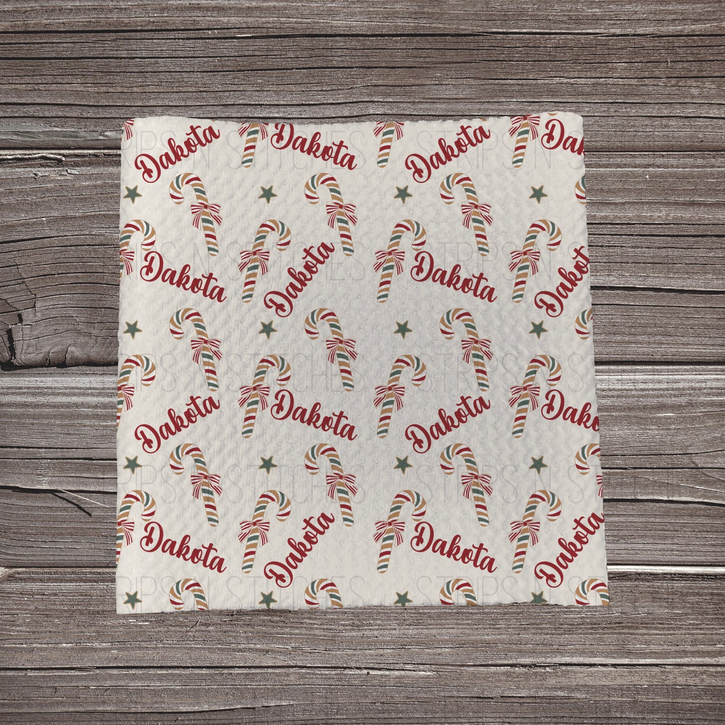 Candy Canes - CUSTOM NAME | Fabric Strip | Bow Making | Scrunchie | Headwraps