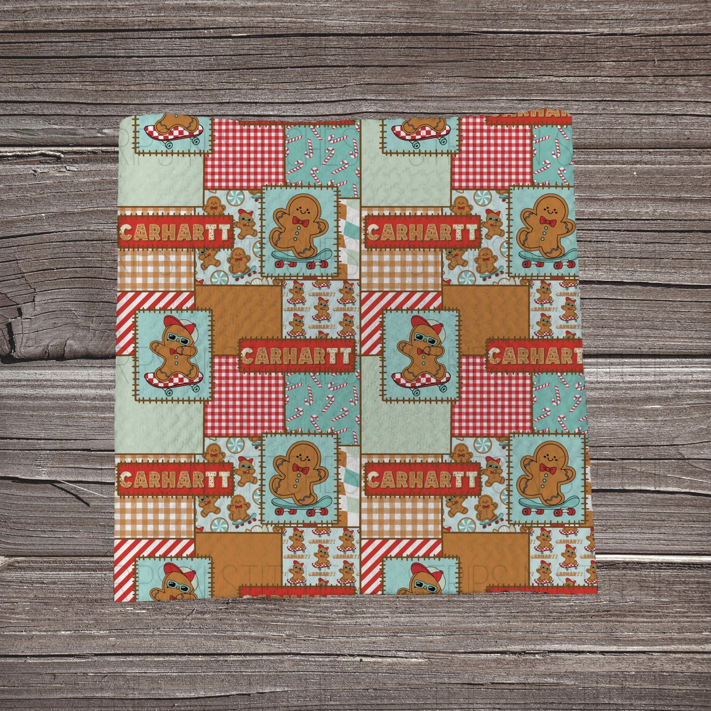 Carhartt Gingerbread Boy Patchwork | Fabric Strip | Bow Making | Headwrap | Scrunchies