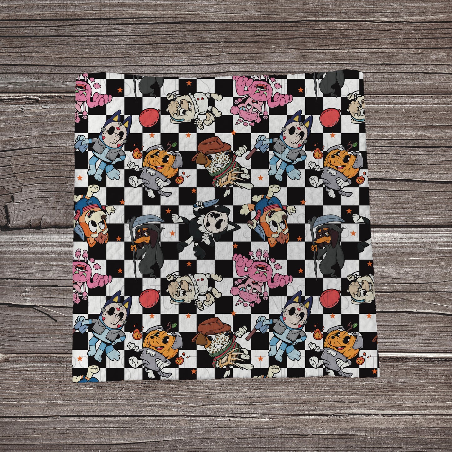 Checkered Halloween Bluey | Bullet Fabric Strip | Bow Making | Scrunchie | Headwrap