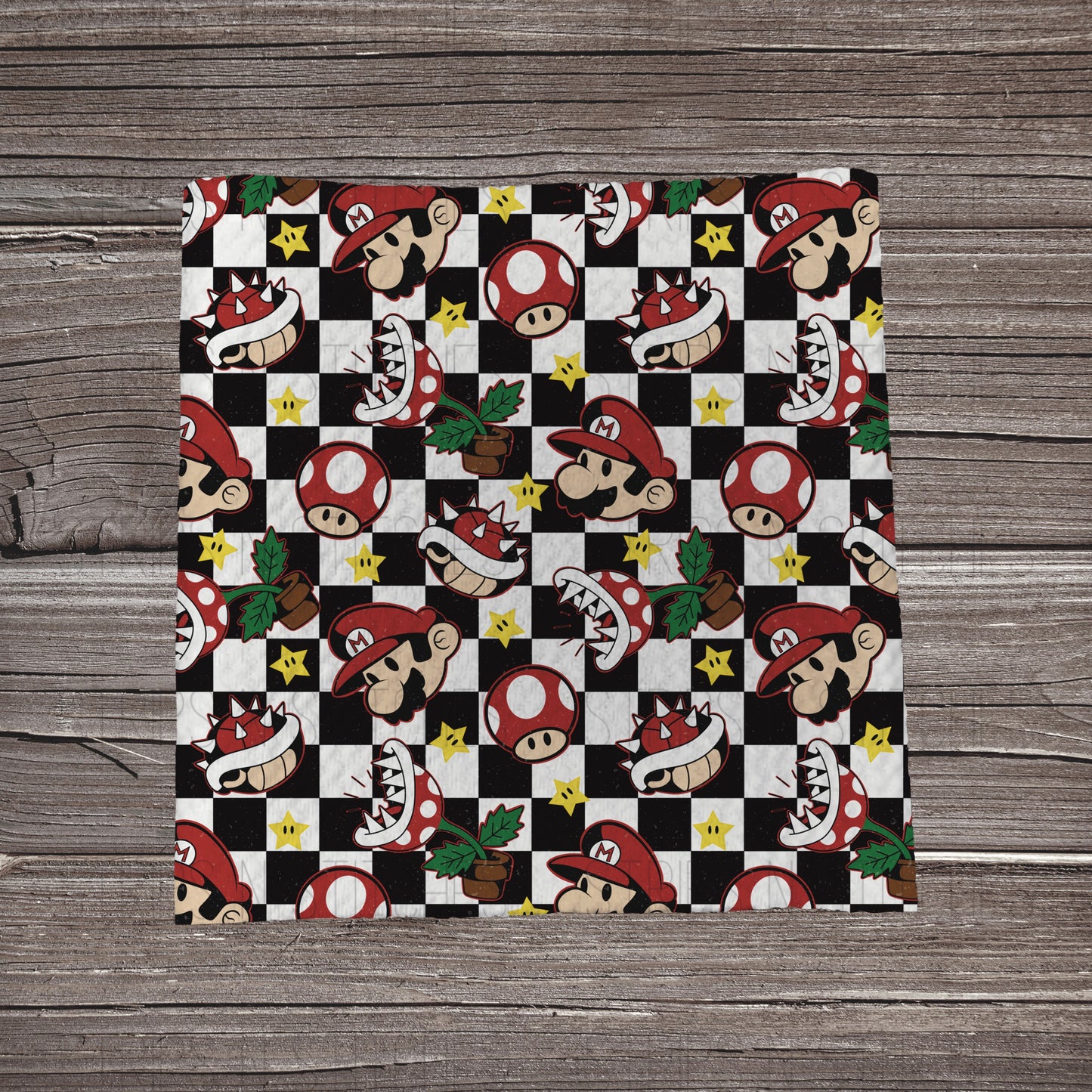 Checkered Super Mario Bros | Bullet Fabric Strip | Bow Making | Scrunchie | Headwrap