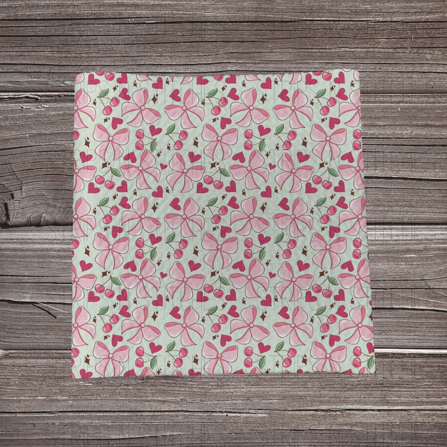 Cherries & Bows- Mint | Bullet Fabric Strip | Bow Making | Scrunchie | Headwrap
