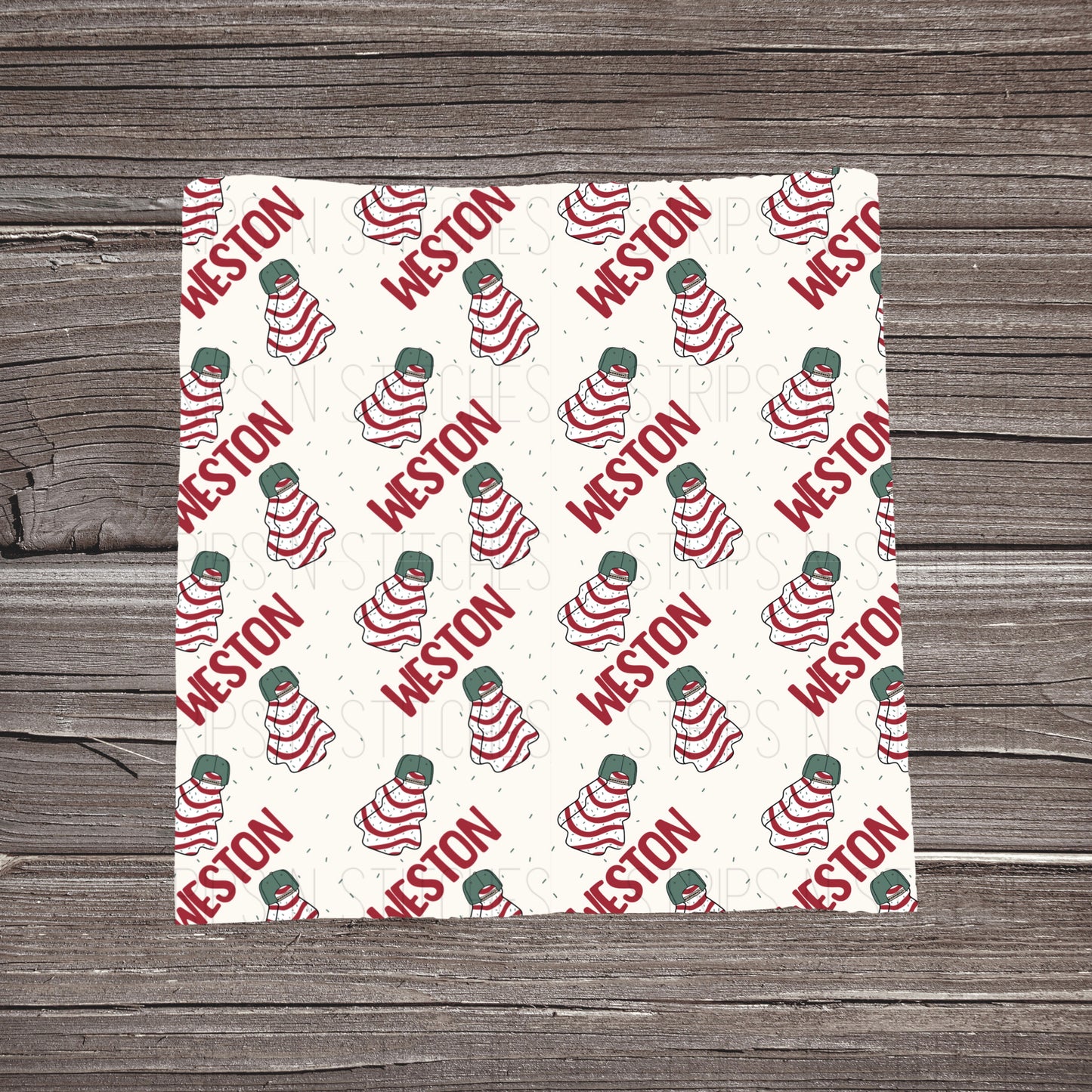 Christmas Tree Snacks with Hats - CUSTOM NAME | Fabric Strip | Bow Making | Scrunchie | Headwraps