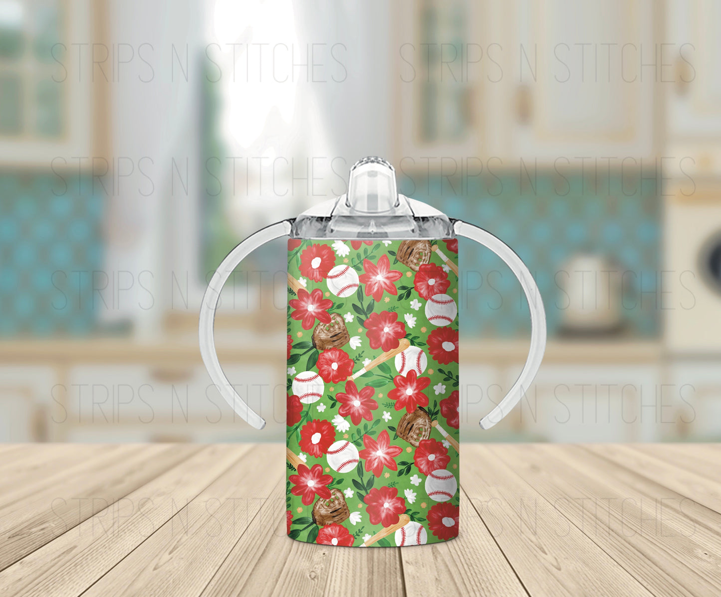 Floral Baseball - Grow with Me Tumbler- 12oz- Two Lids