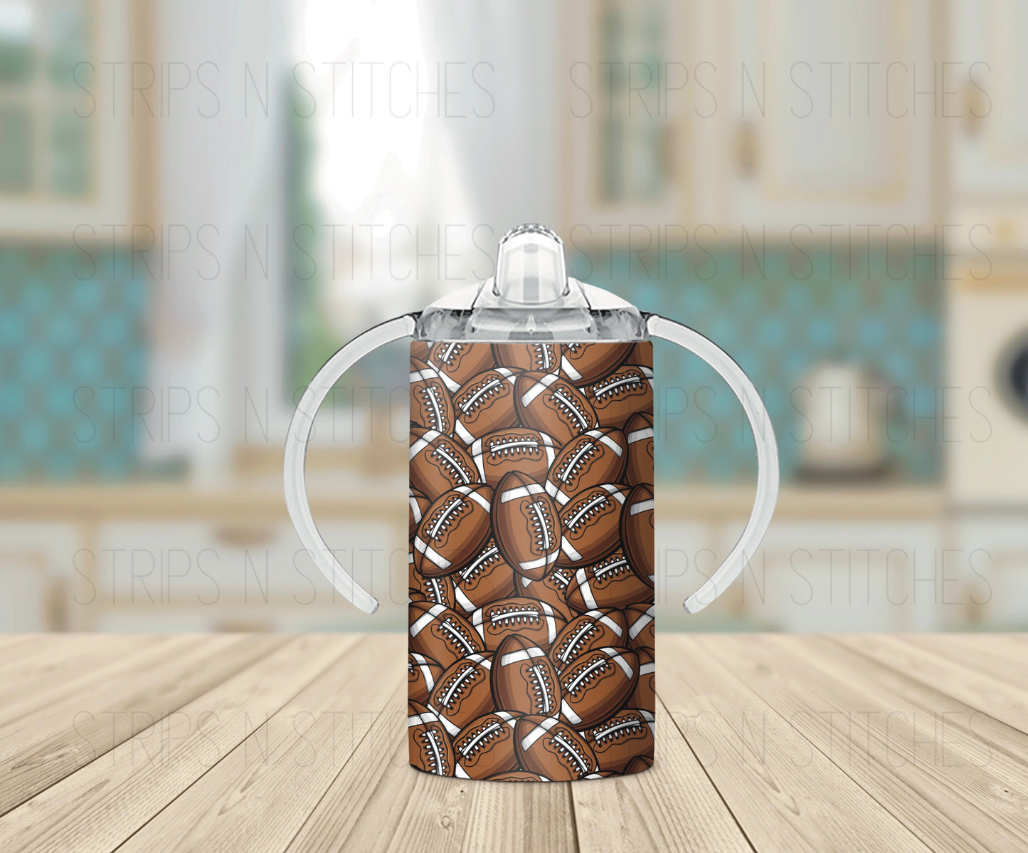 Football Scatter - Grow with Me Tumbler- 12oz- Two Lids