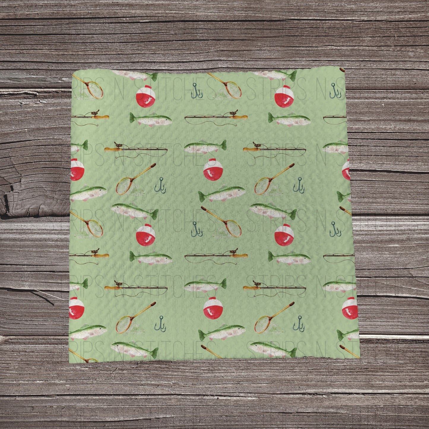 Green Fishing Day | Fabric Strip- Bow Making- Headwrap- Scrunchies