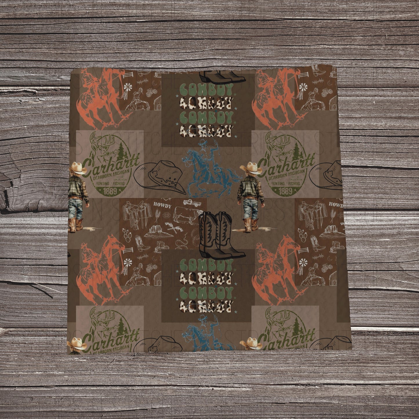 Howdy Cowboy Patchwork | Bullet Fabric Strip | Bow Making | Scrunchie | Headwraps