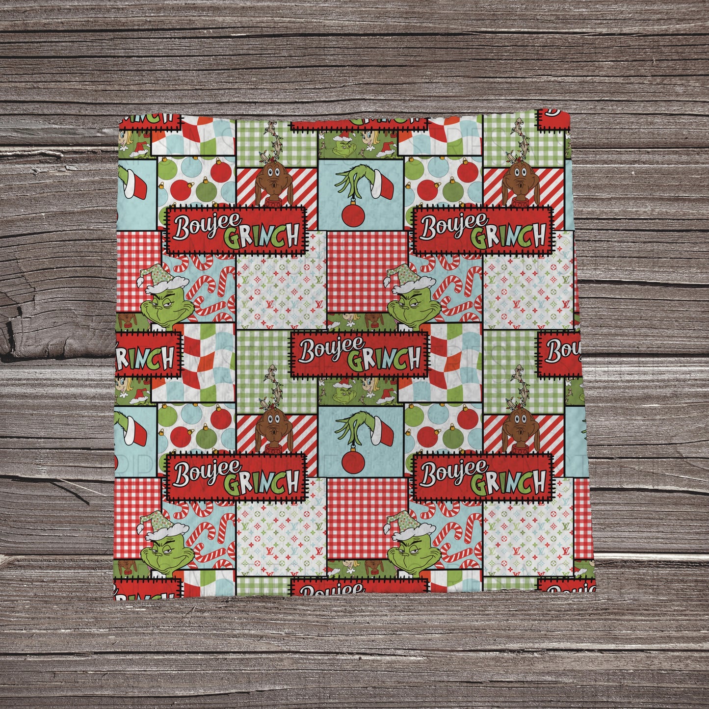 Boujee Grinch Patchwork | Fabric Strip- Bow Making- Headwrap- Scrunchies