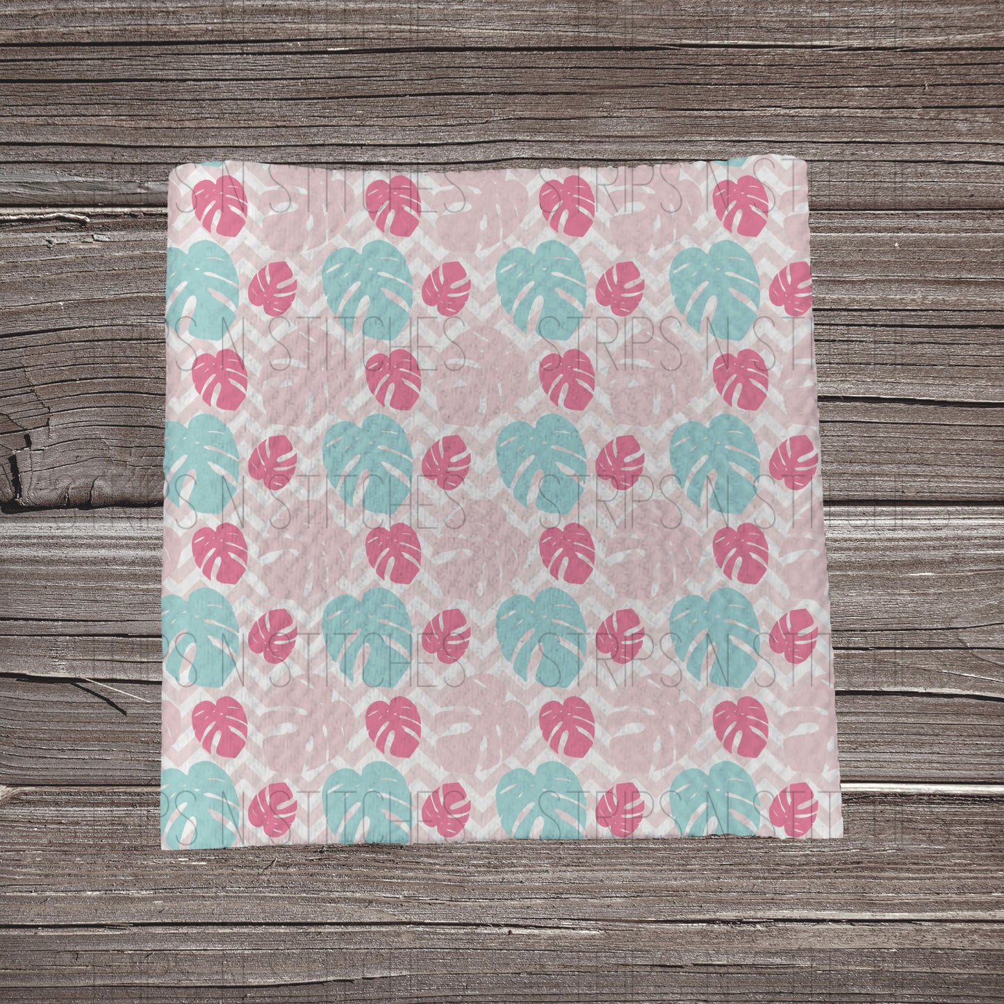 Pink & Blue Plant Leaves | Fabric Strips | Bow Making | Head Wrap | Scrunchies