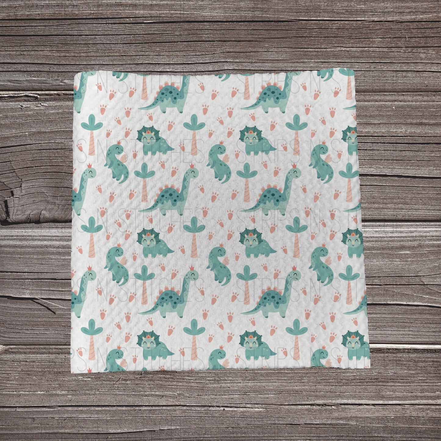 Teal Dinosaurs | Fabric Strips | Bow Making | Head Wrap | Scrunchies