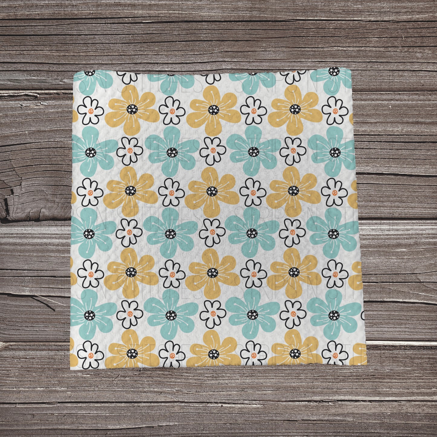 Yellow & Blue Scattered Flowers | Bow Making | Headwrap | Scrunchies