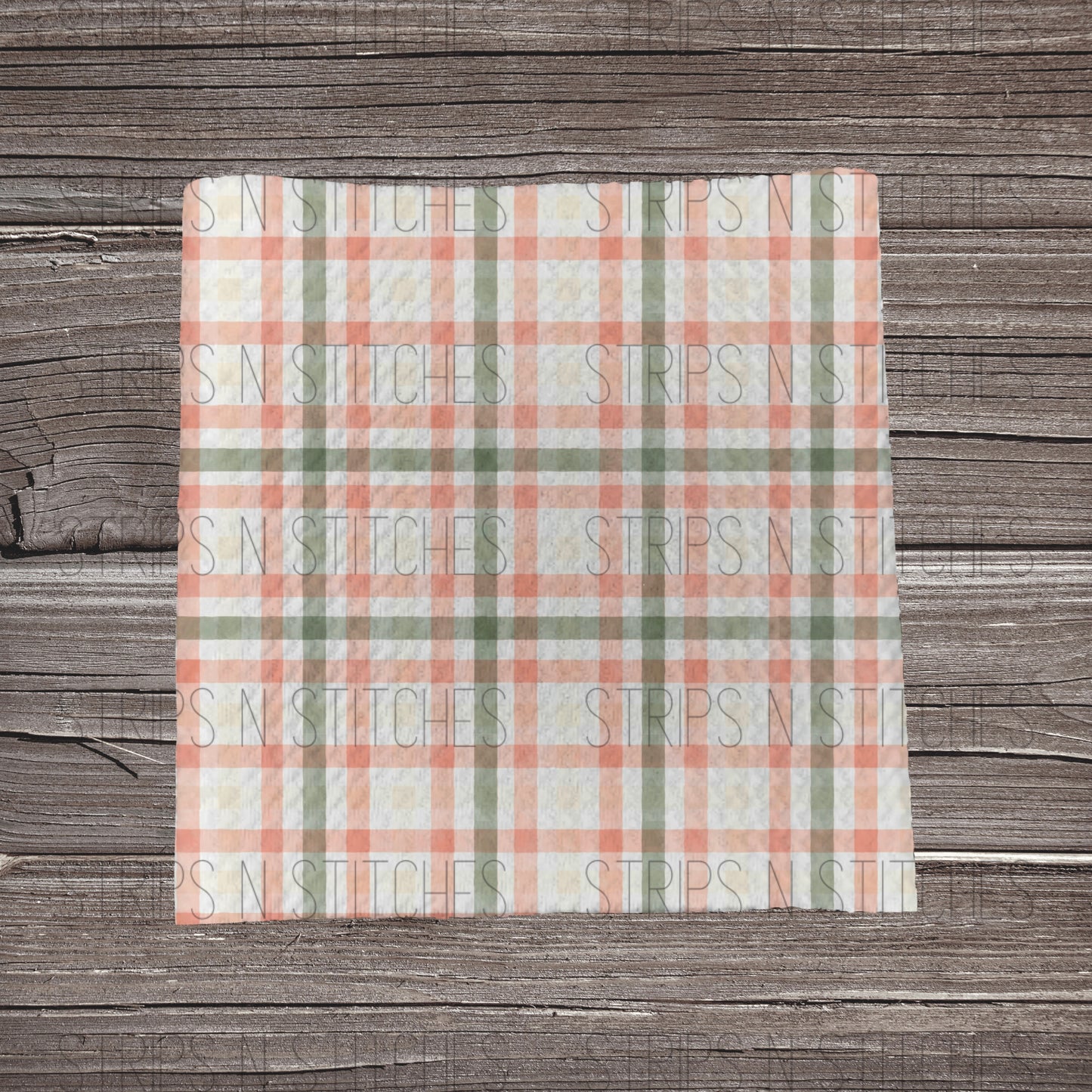 Peach & Green Plaid | Bullet Fabric Strip | Bow Making | Scrunchie |