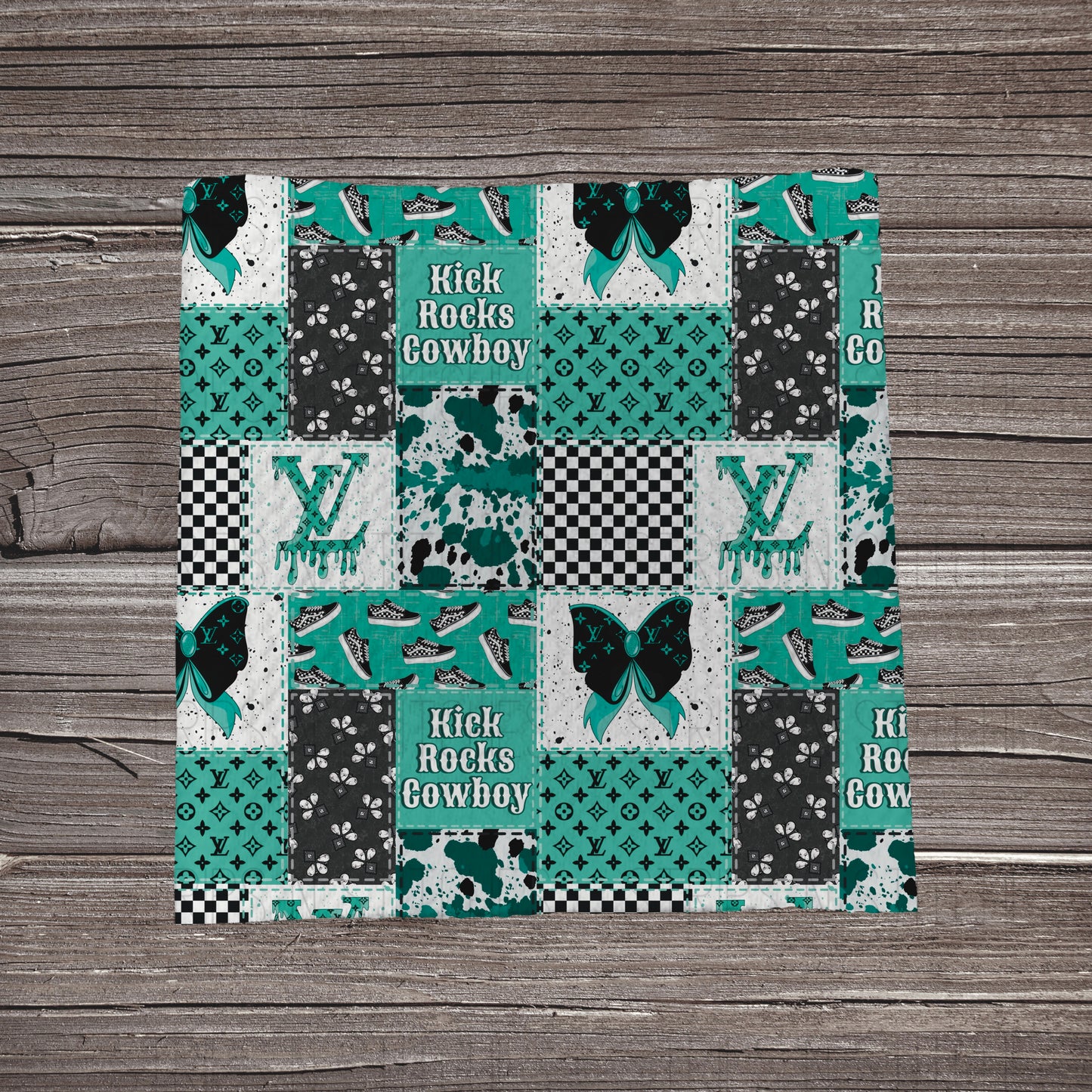 Kick Rocks Cowboy Patchwork | Fabric Strip- Bow Making- Headwrap- Scrunchies