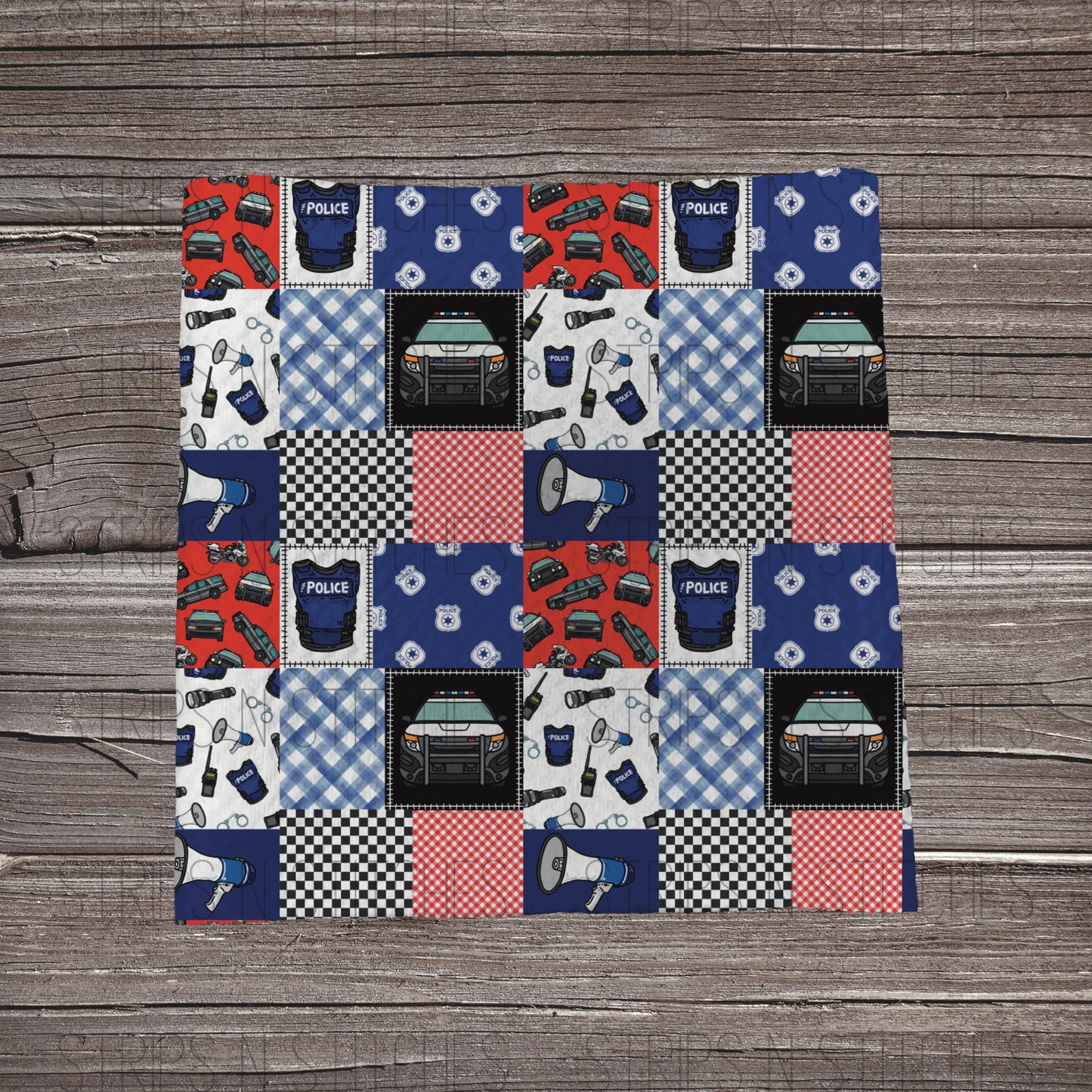 Police Patchwork | Bullet Fabric Strip | Bow Making | Scrunchie |