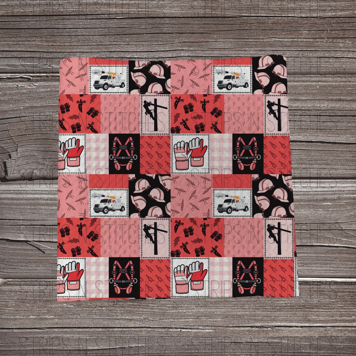 Pink Lineman Patchwork | Bullet Fabric Strip | Bow Making | Scrunchie |