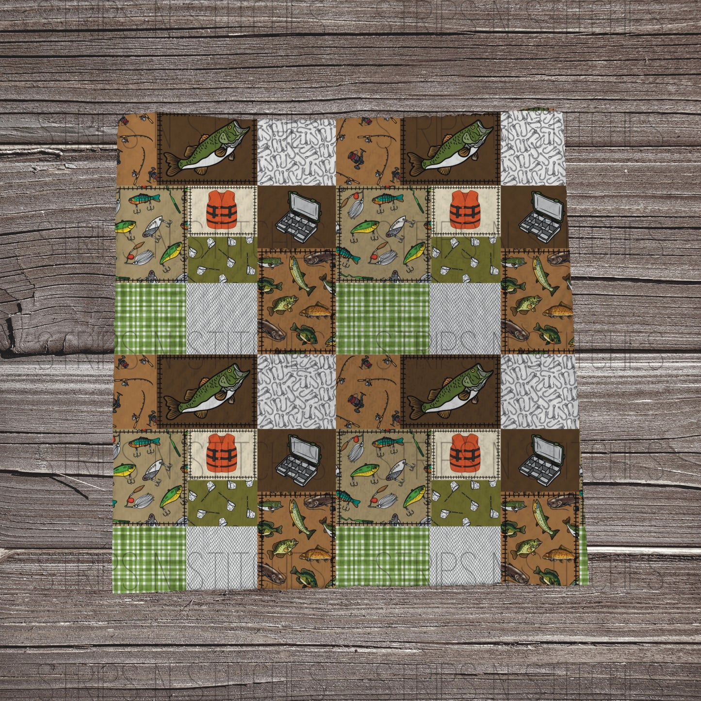 Gone Fishing Patchwork | Bullet Fabric Strip | Bow Making | Scrunchie |