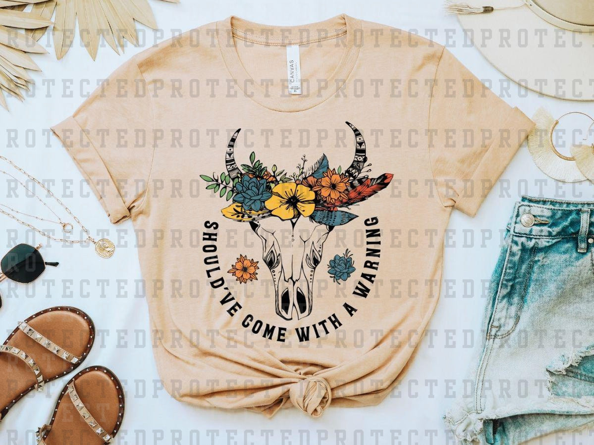Should’ve Come With A Warning Skull & Flowers - DTF TRANSFER