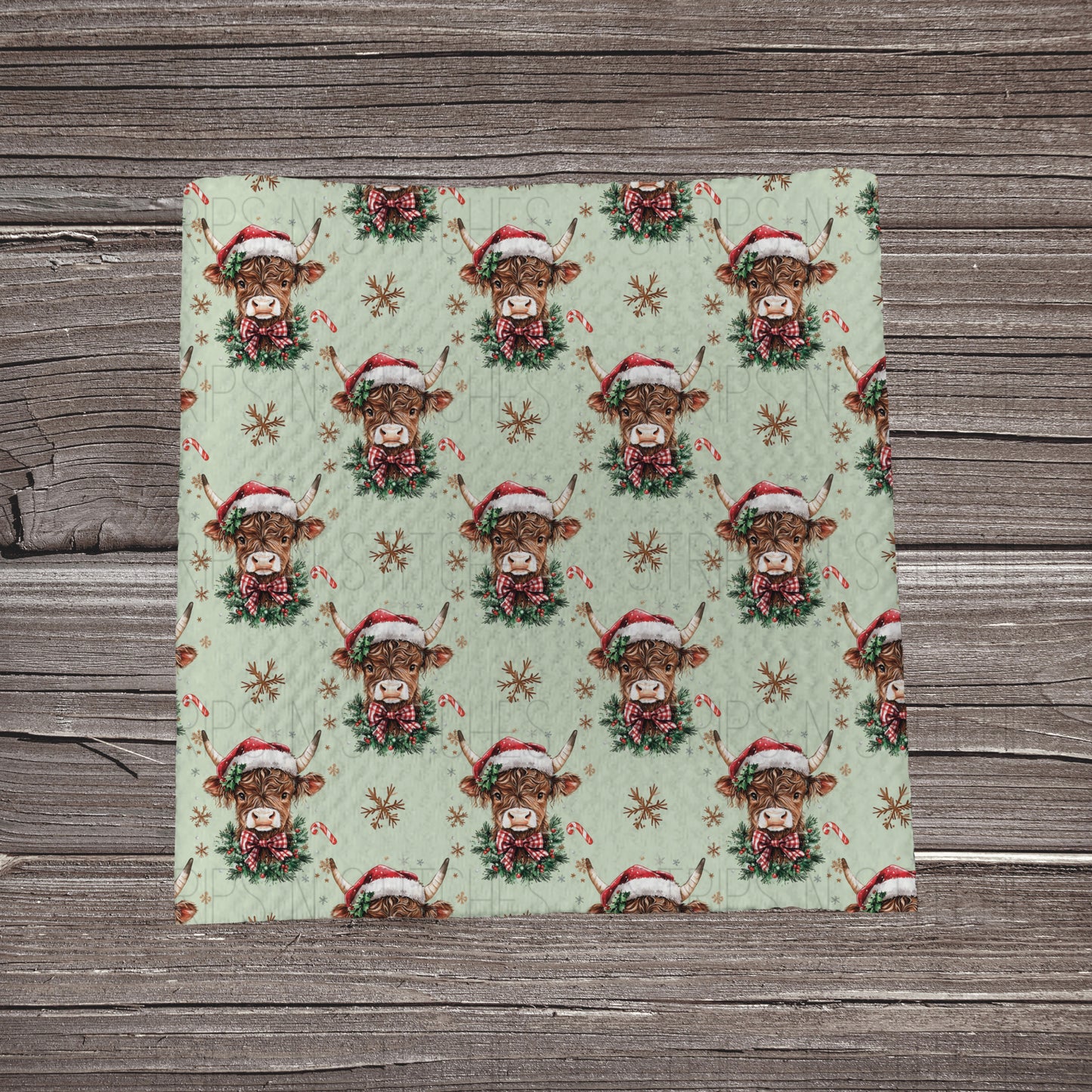 Christmas Cow- Green *EXCLUSIVE* | Fabric Strip | Bow Making | Headwrap | Scrunchies