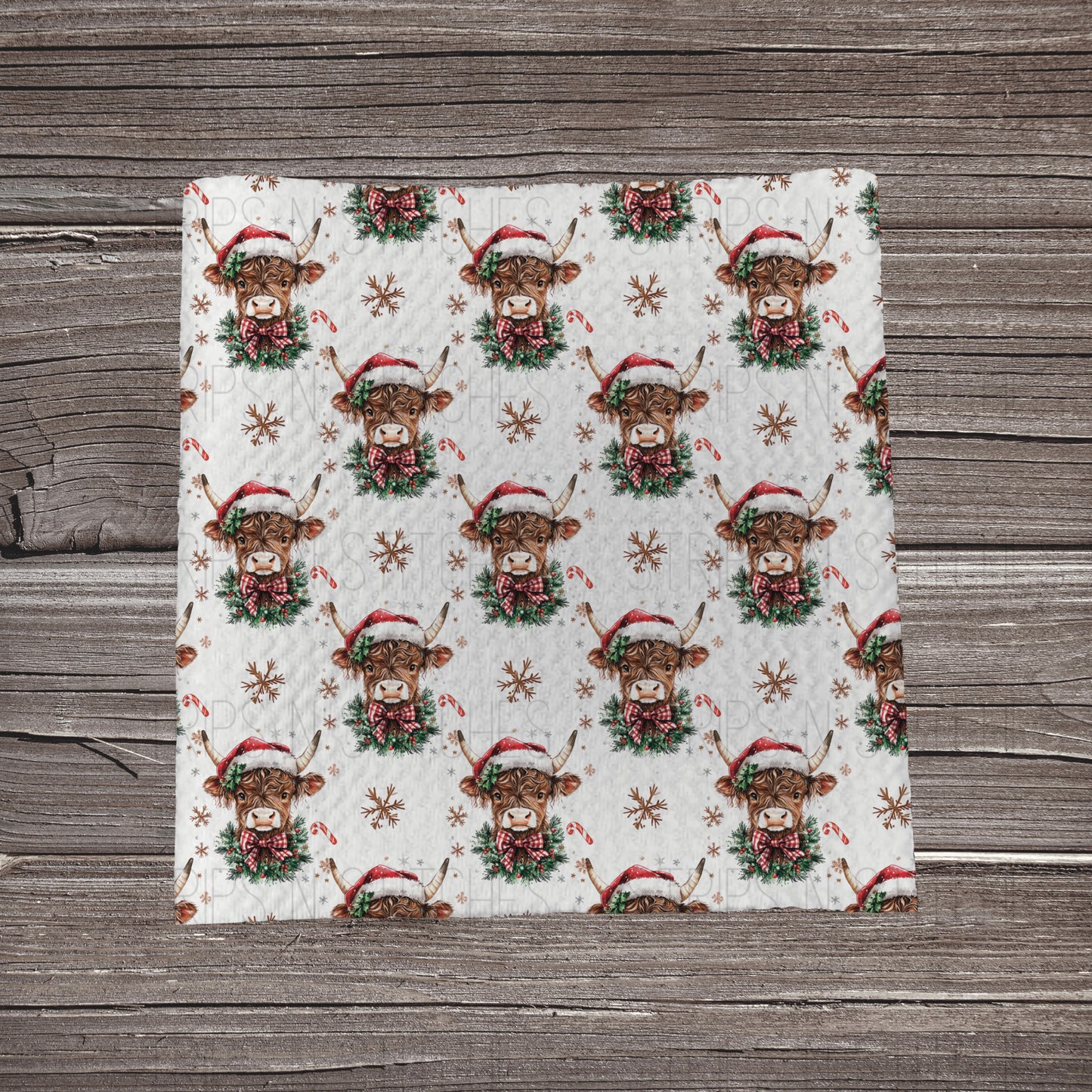 Christmas Cow- White *EXCLUSIVE* | Fabric Strip | Bow Making | Headwrap | Scrunchies