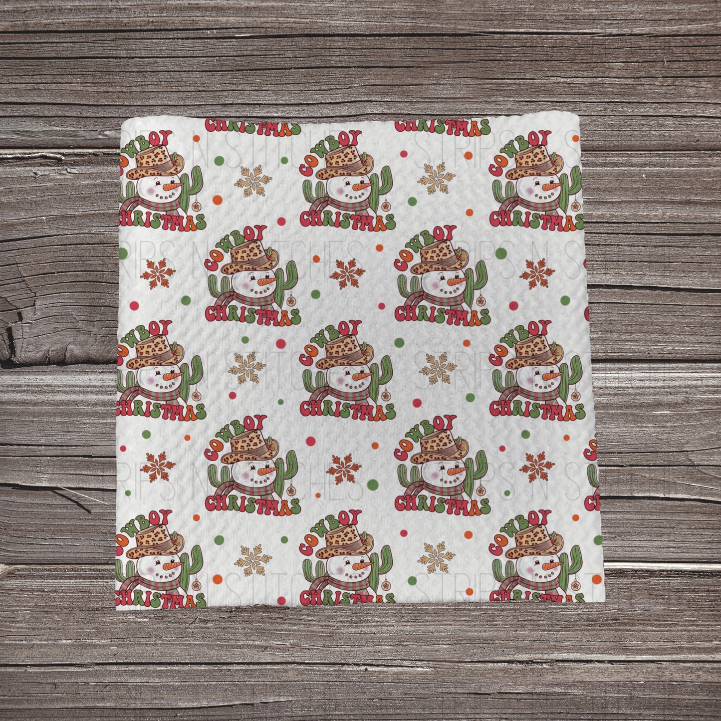 Cowboy Christmas- White *EXCLUSIVE* | Fabric Strip | Bow Making | Headwrap | Scrunchies