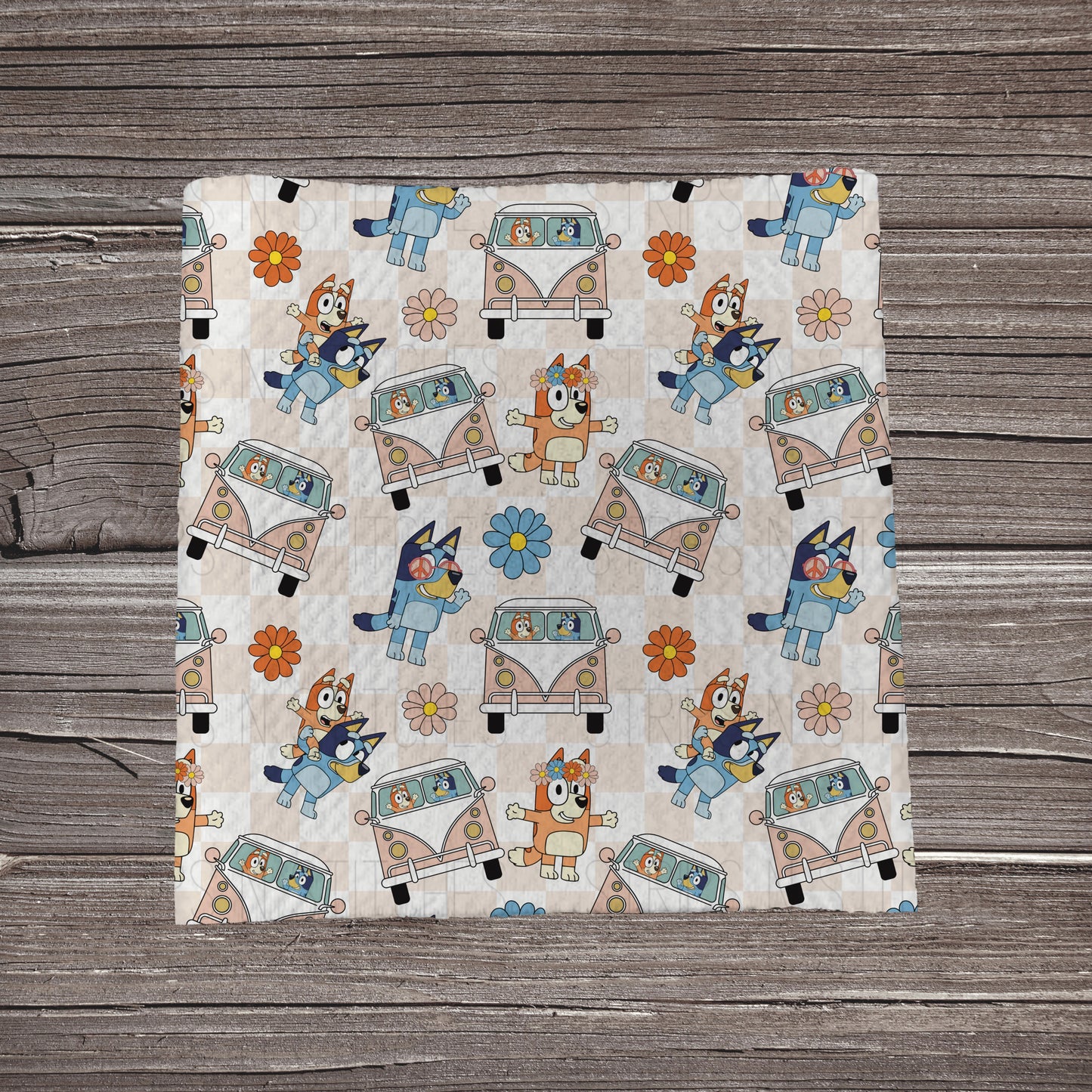 Muted Checkered Bluey | Fabric Strip- Bow Making | Headwraps