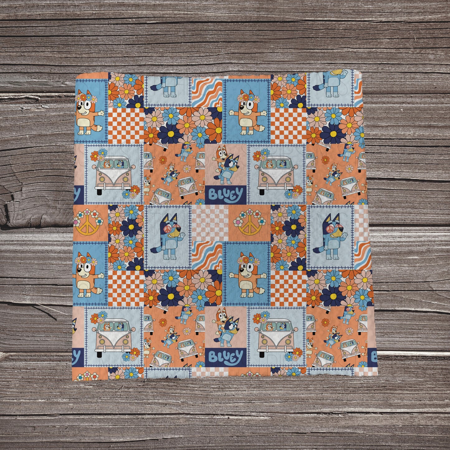 Bluey Floral Patchwork | Fabric Strip- Bow Making | Headwraps