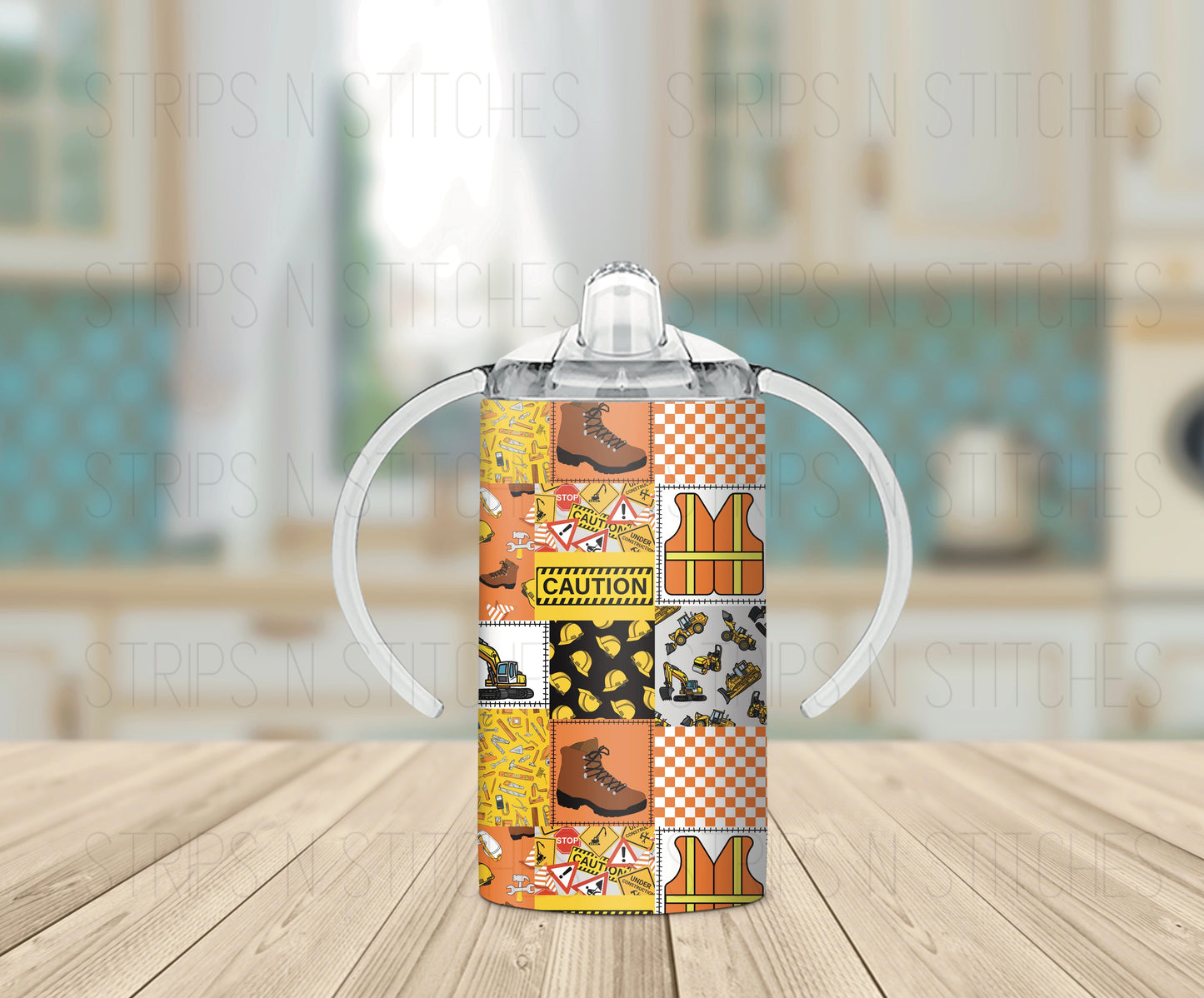 Construction Patchwork - Grow with Me Tumbler- 12oz- Two Lids
