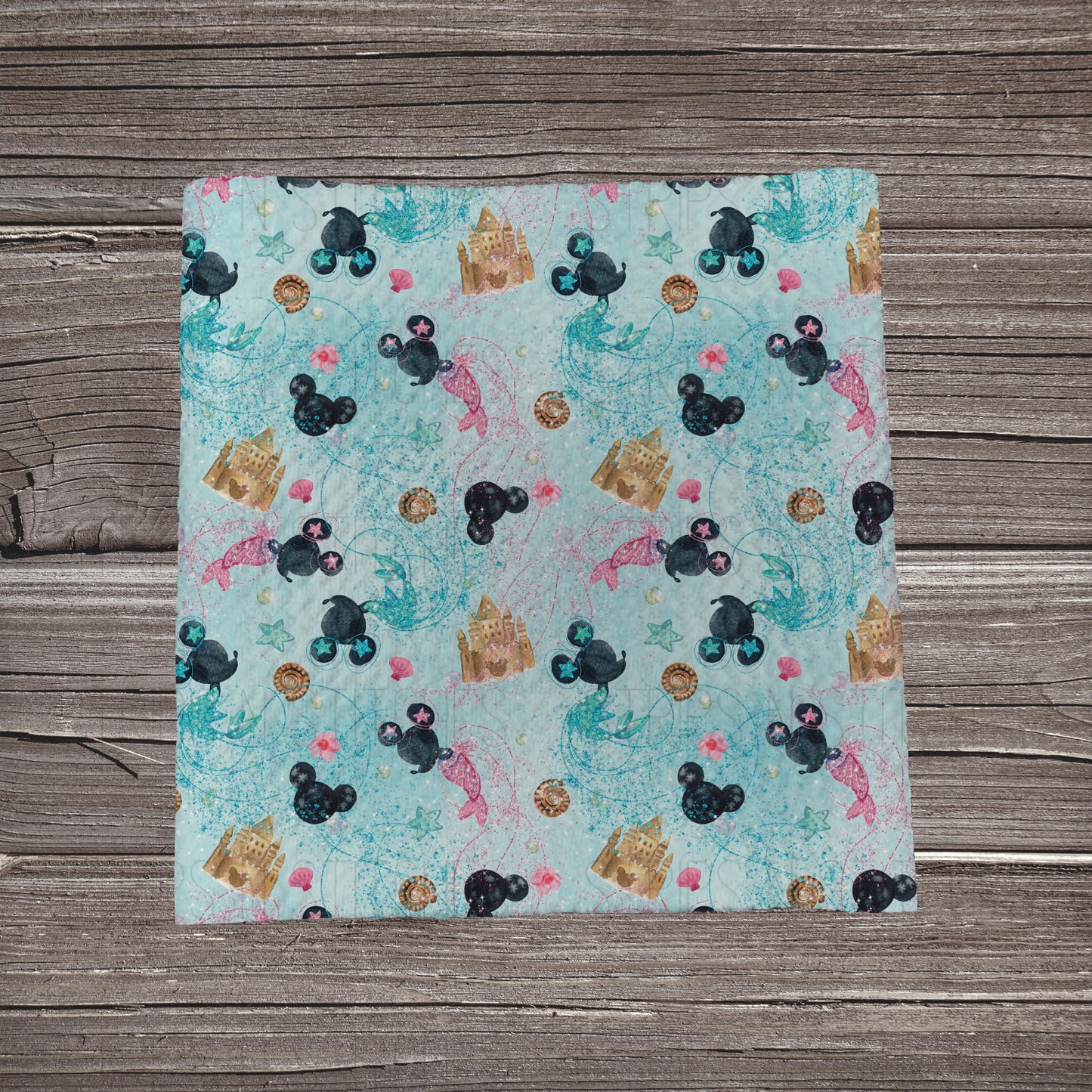 Mystical Mermaid Mouse Fabric Strip- Bow Making- Headwrap- Scrunchies