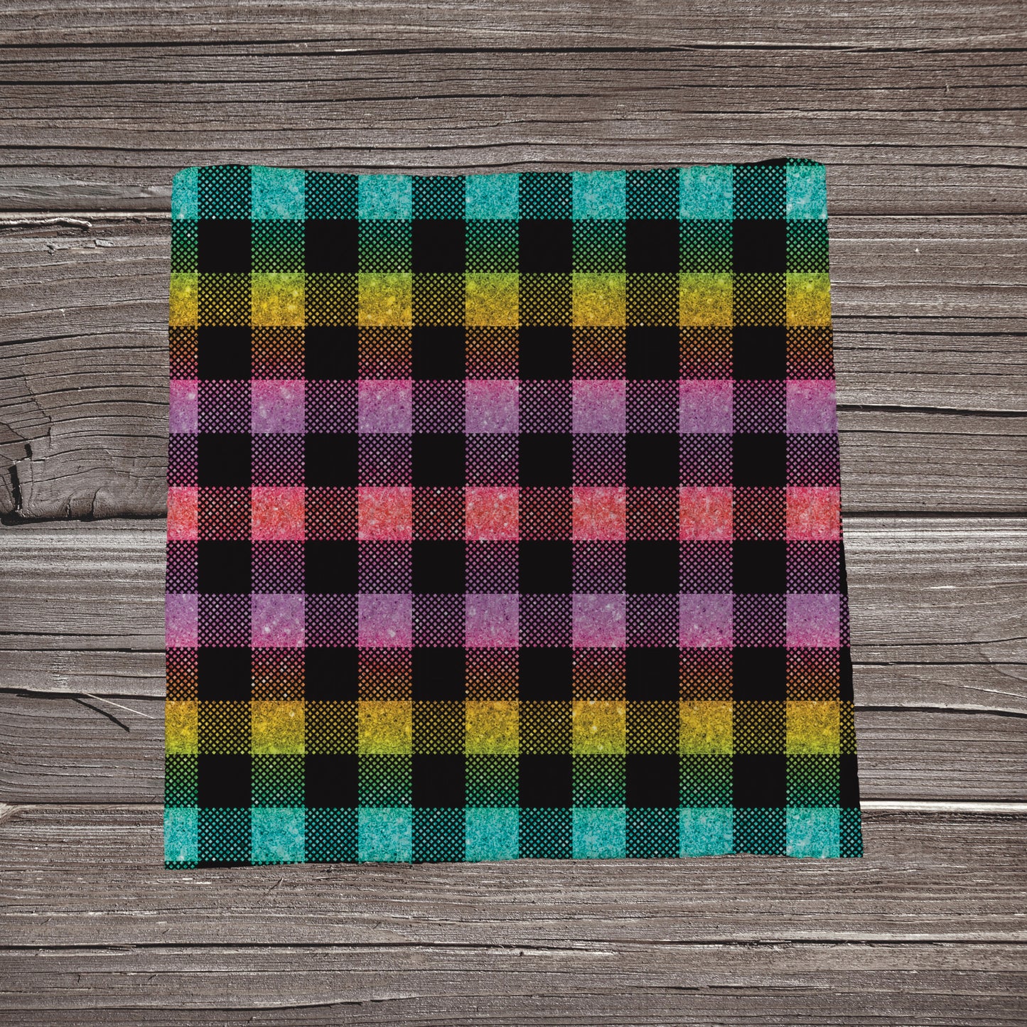 Faux Glitter Rainbow Plaid | Fabric Strip- Bow Making- Headwraps- Scrunchies